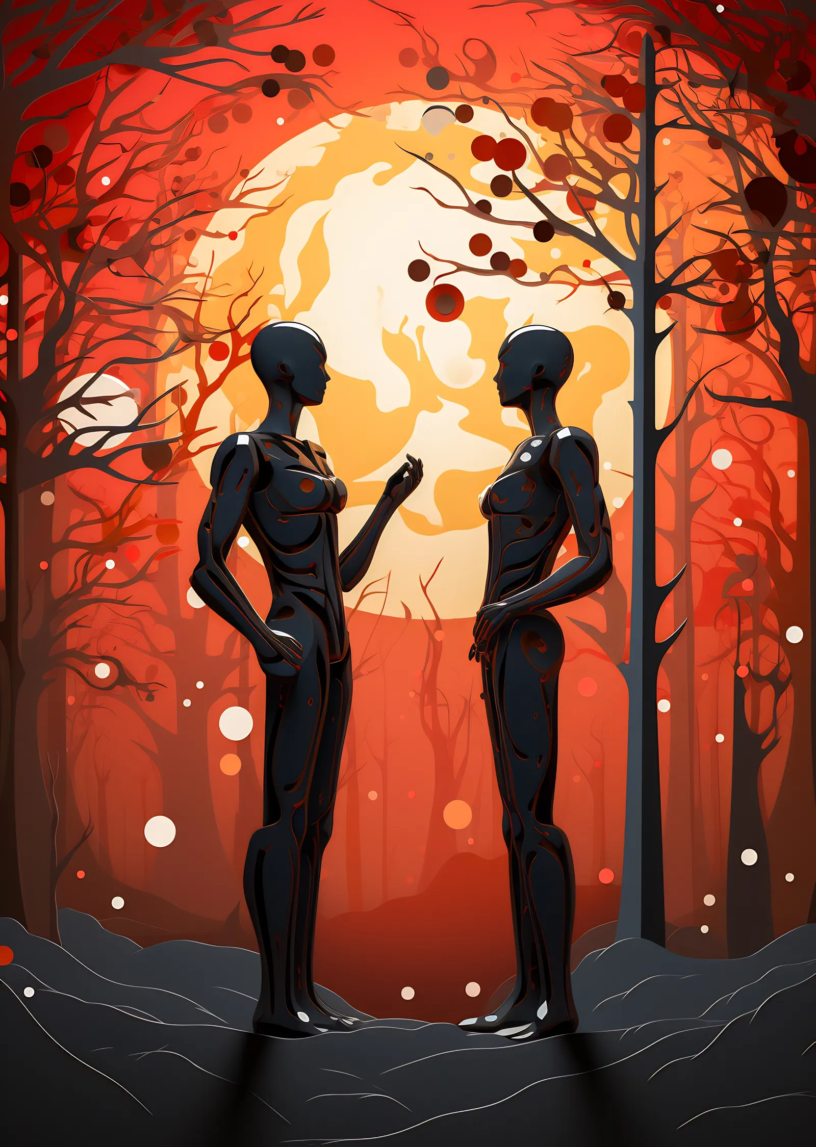 İki Robot metal tablo