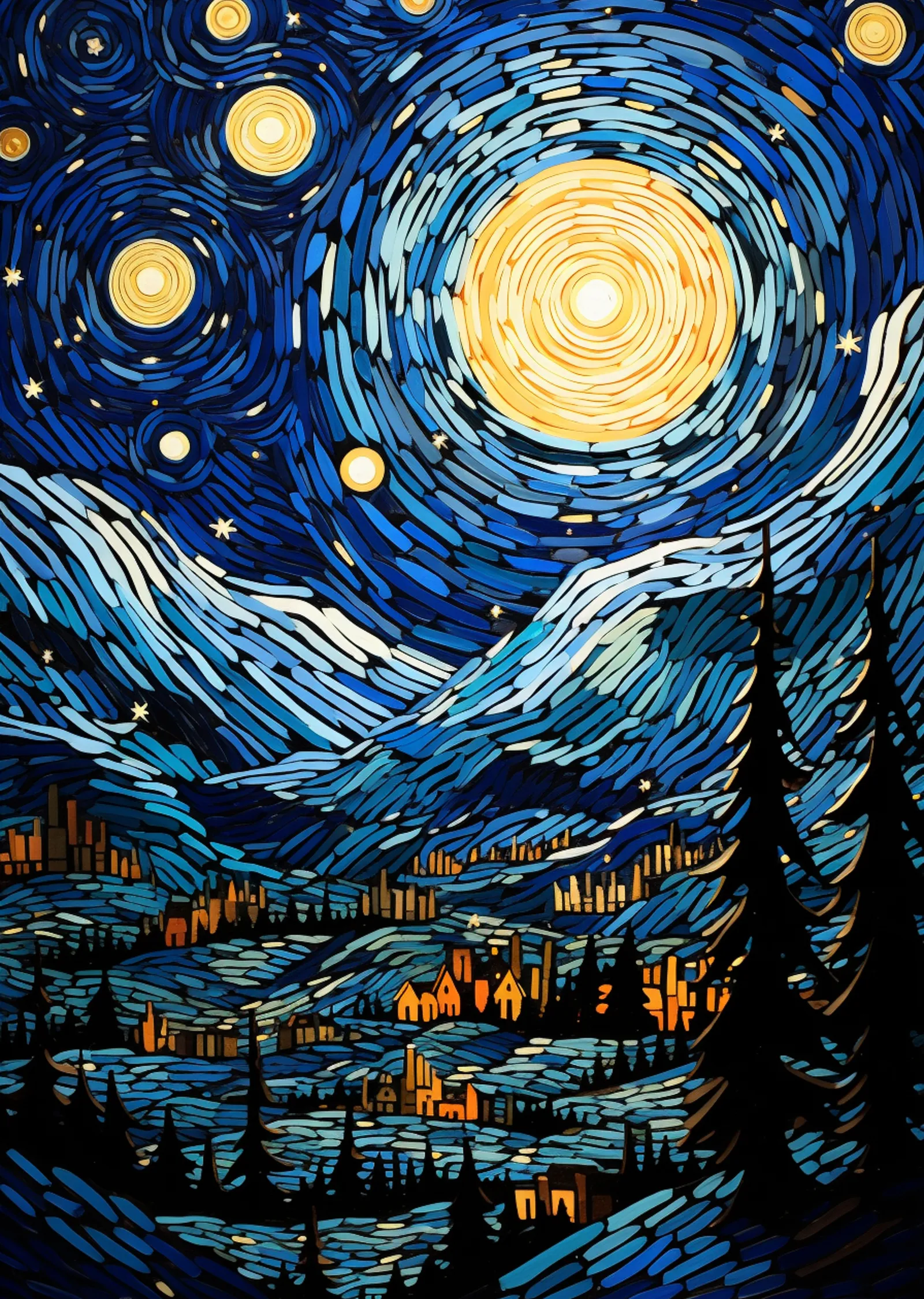 Yıldızlı Gece: Van Gogh Tarzında Sanat metal tablo