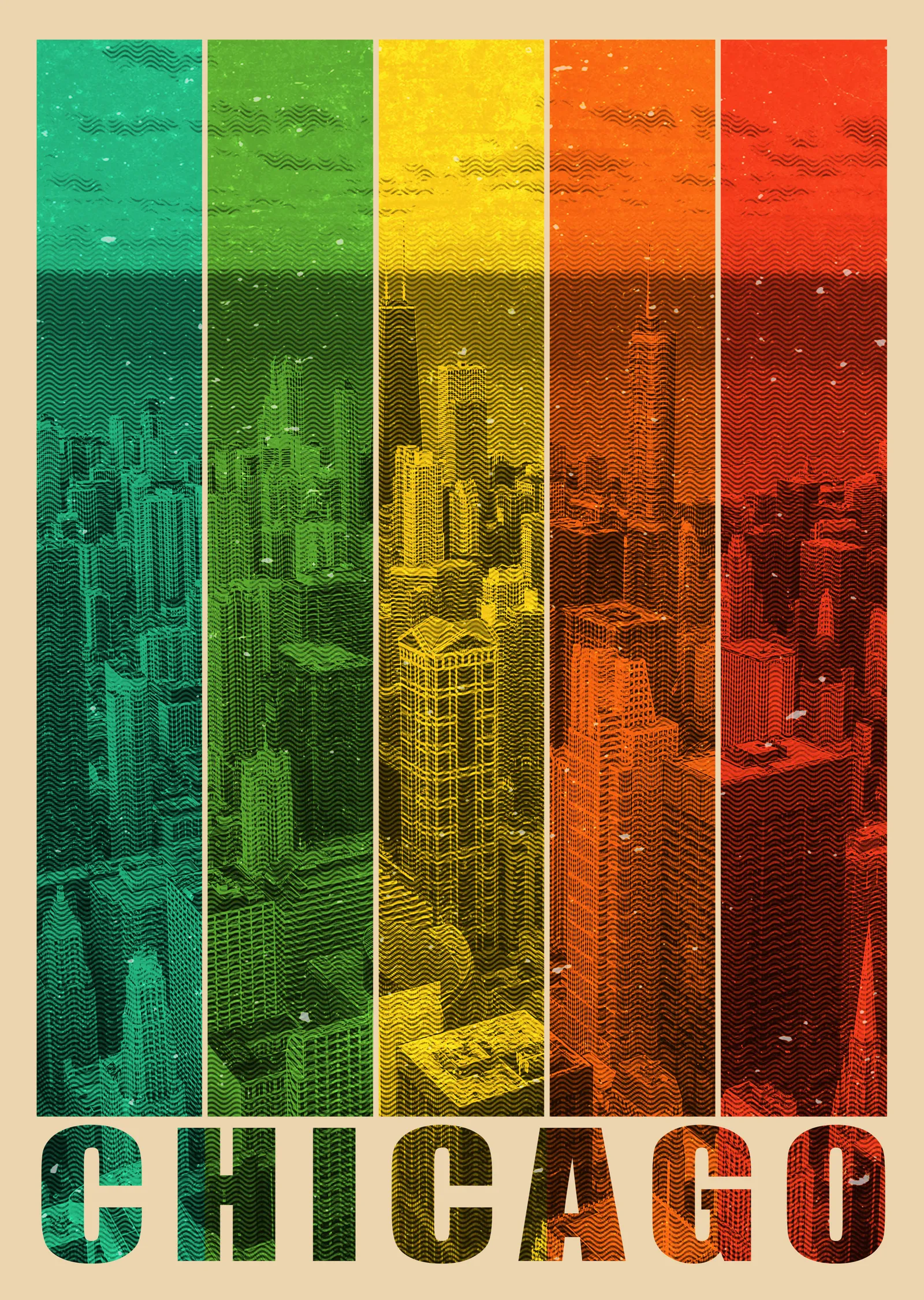 Chicago Şehir Manzarası metal tablo