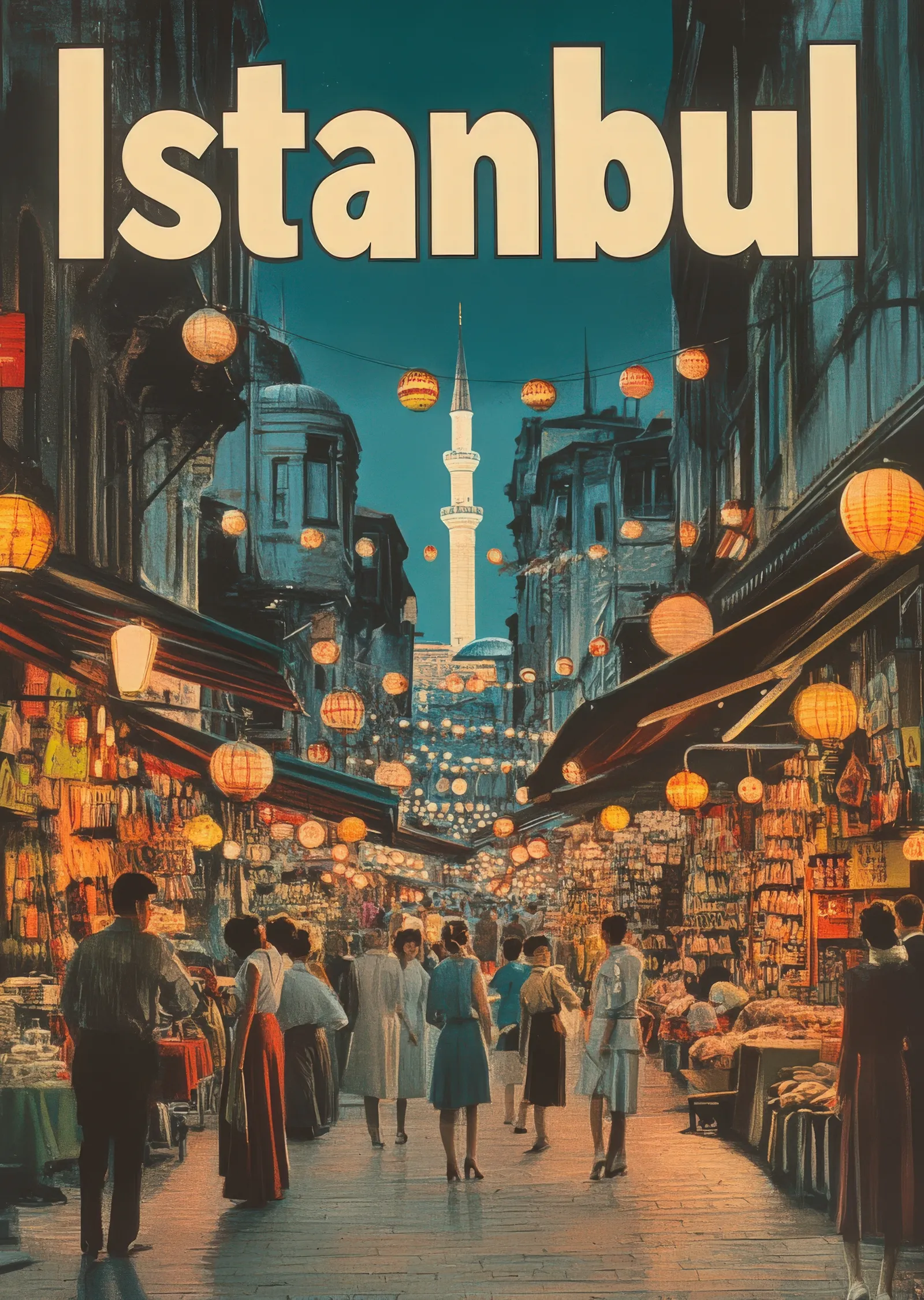 İstanbul Pazarı metal tablo