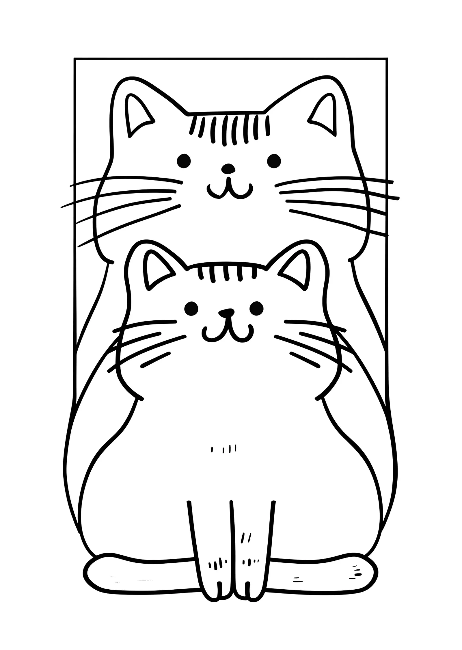 Siyah Çizgili İki Kedi İllüstrasyonu metal tablo