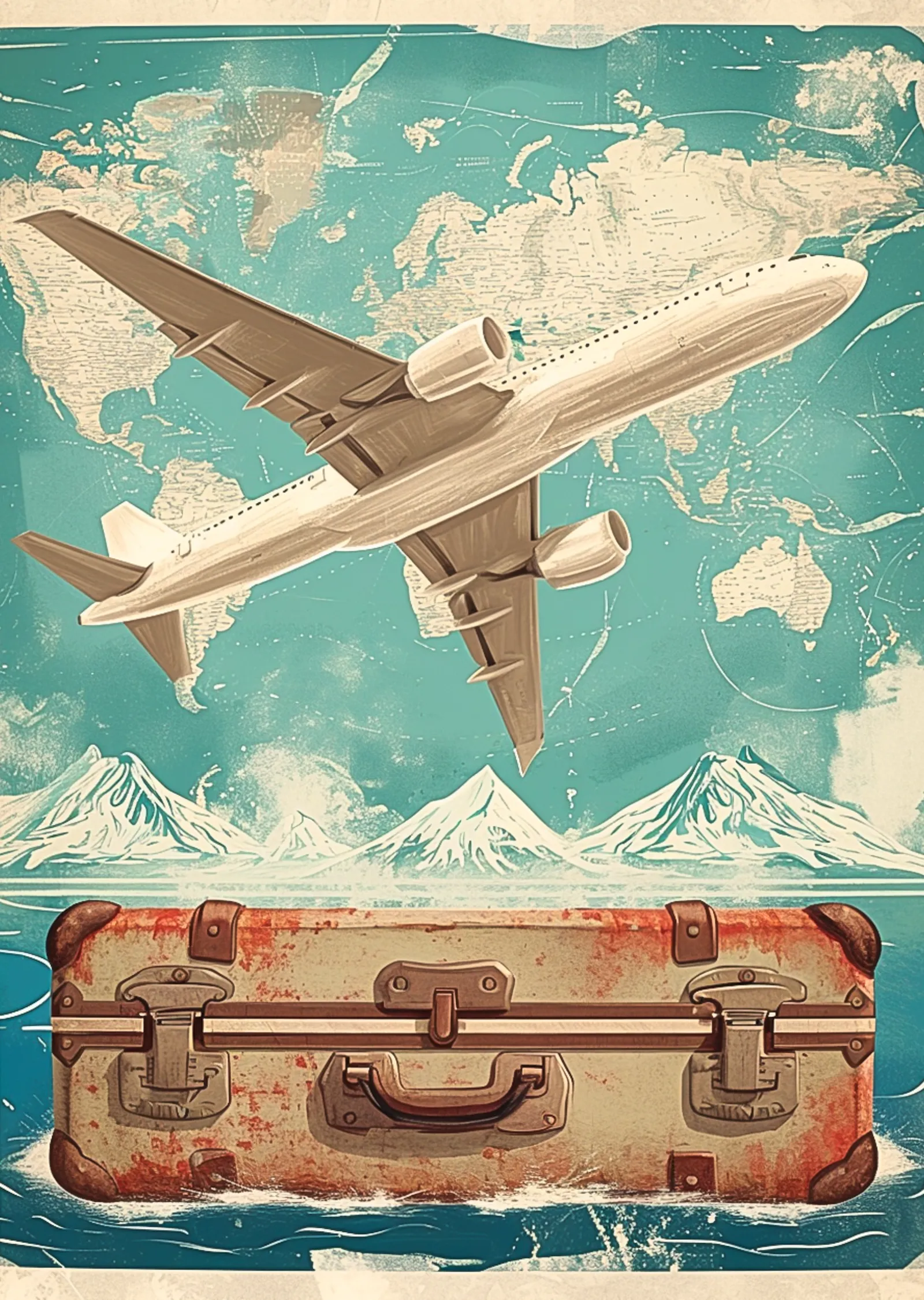 Vintage Seyahat Poster: Dünya Turu metal tablo