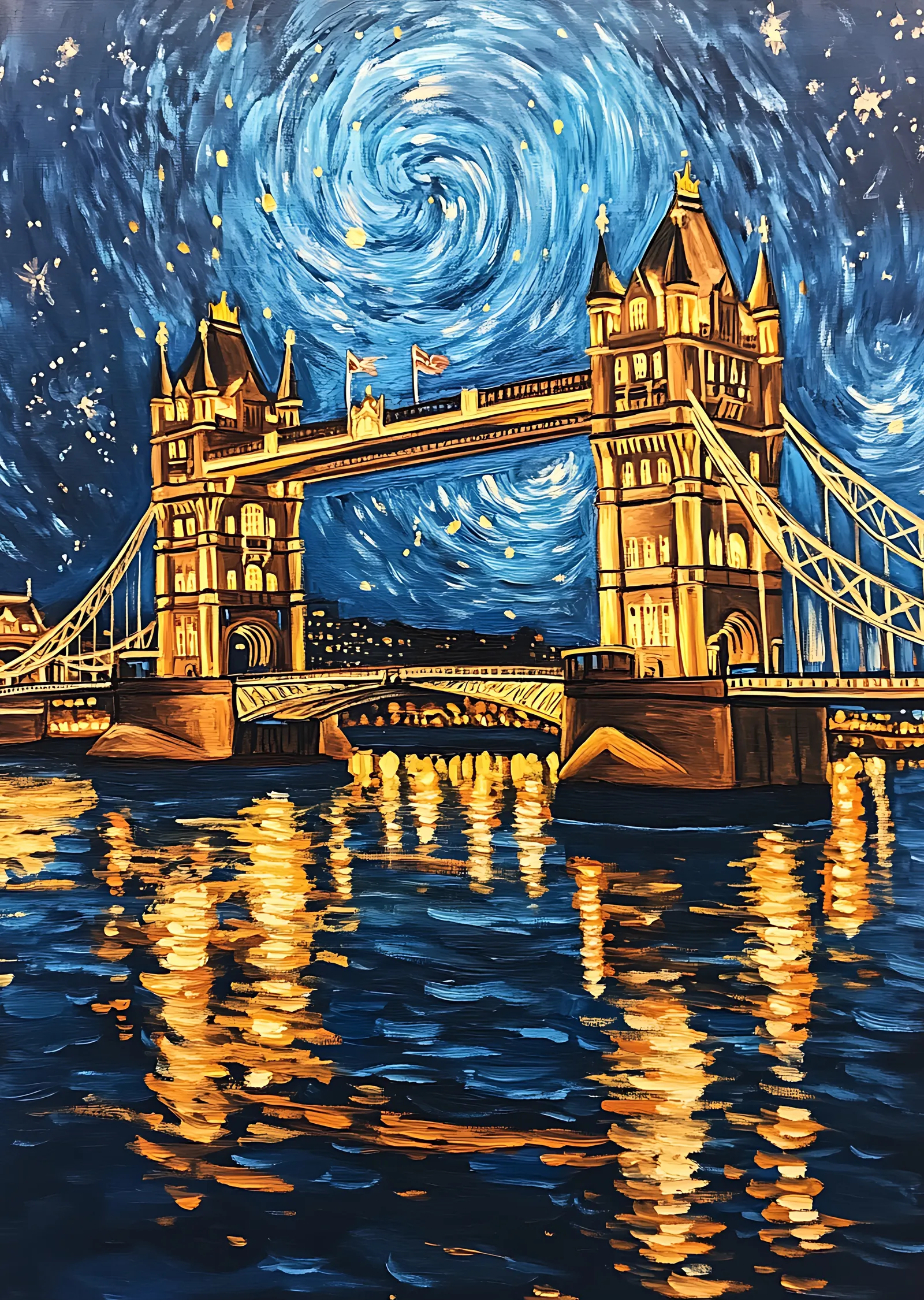 Tower Bridge - Gece Işıkları metal tablo