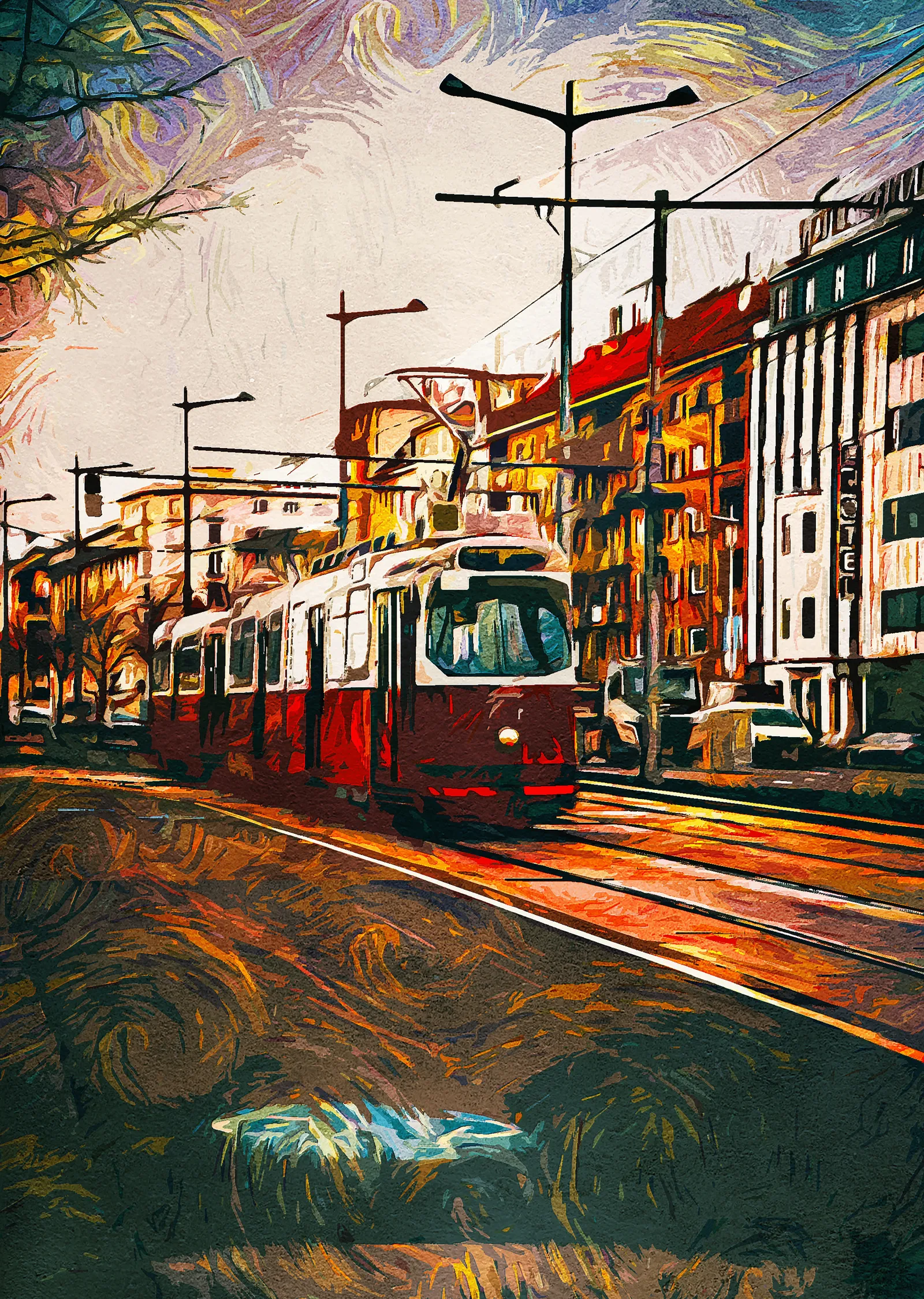 Şehir Tramvayı: Sanatsal Bir Bakış metal tablo