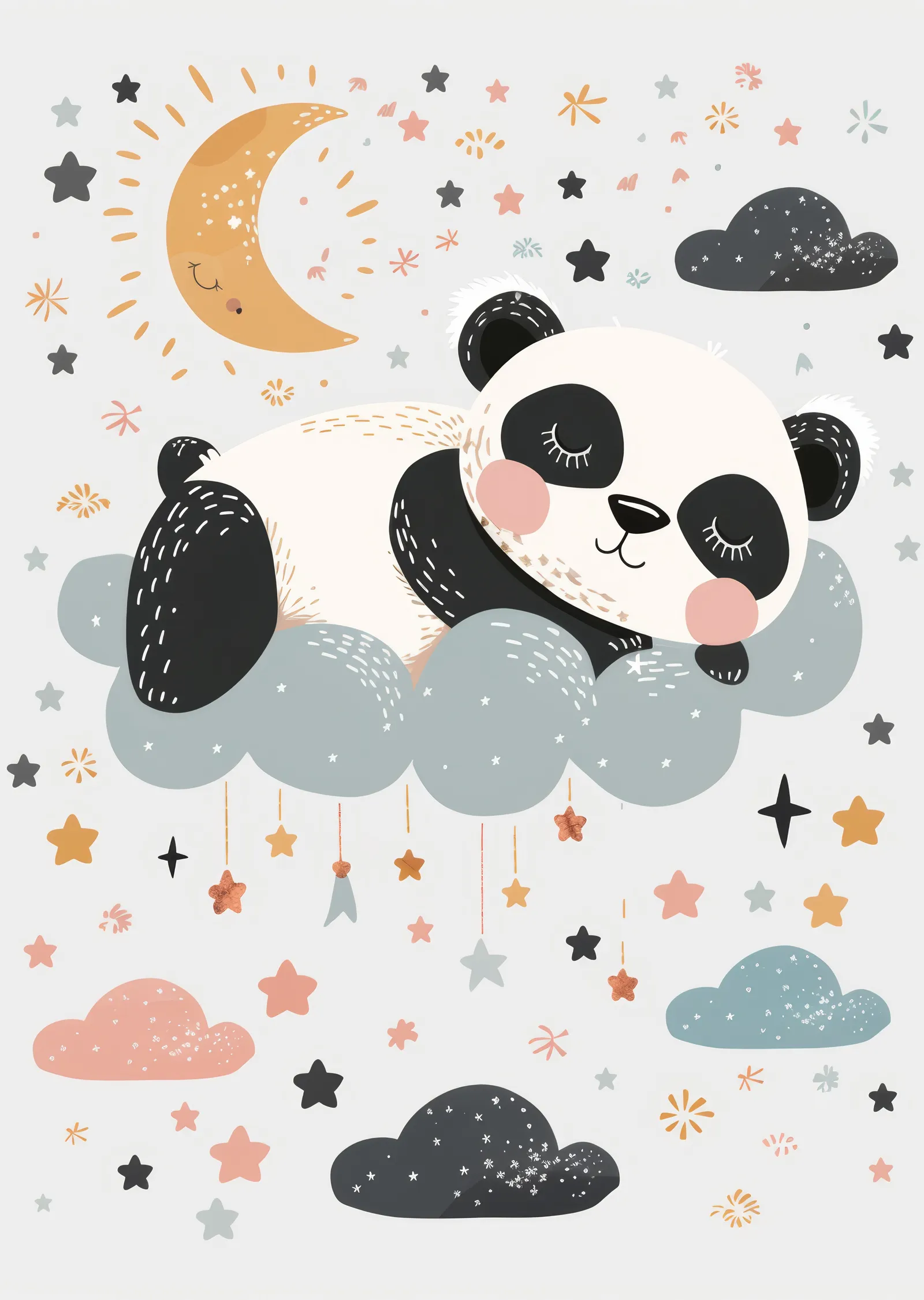 Sevimli Panda: Bulutlarda Uykuda metal tablo