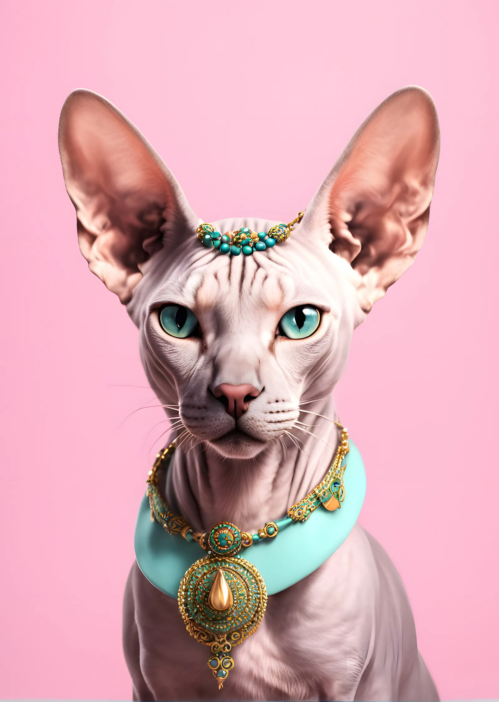 Zarif Sphynx Kedisi Portresi metal tablo