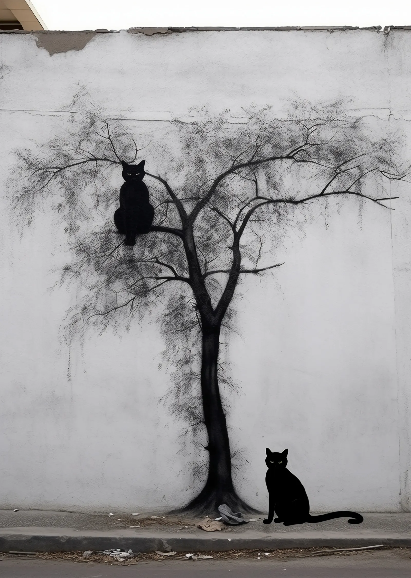 Kedi Ağacı metal tablo