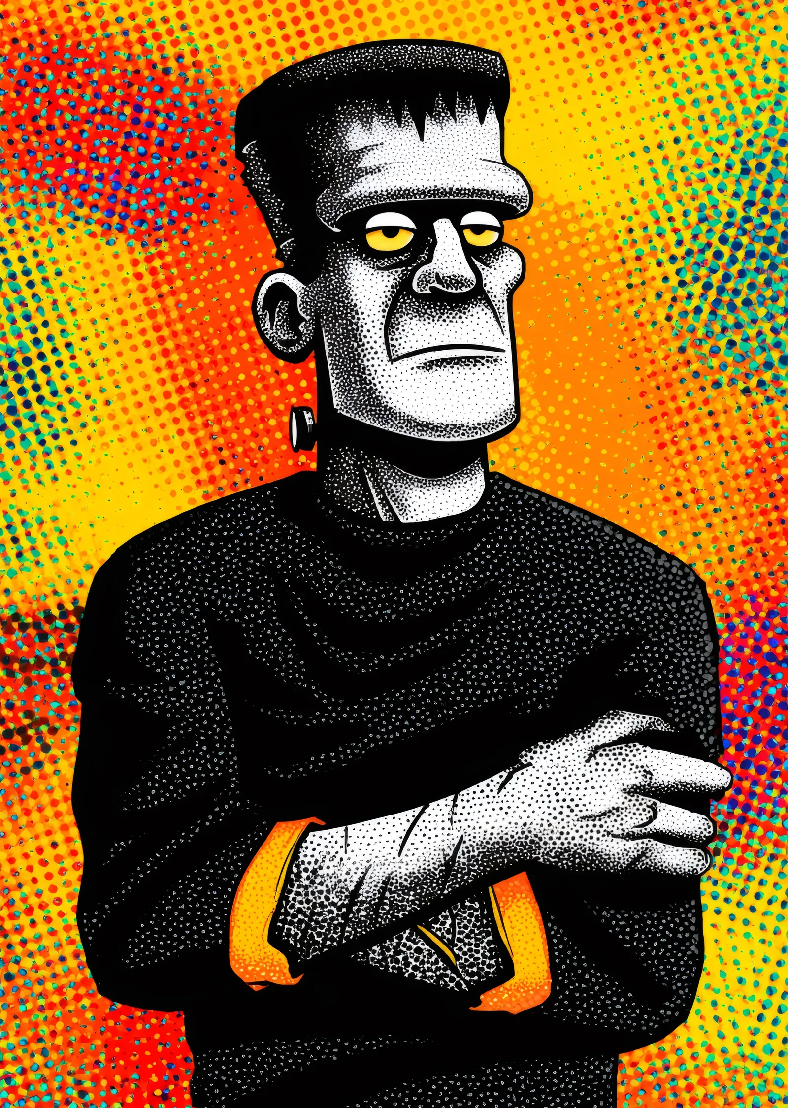 Pop Art Frankenstein Portresi metal tablo