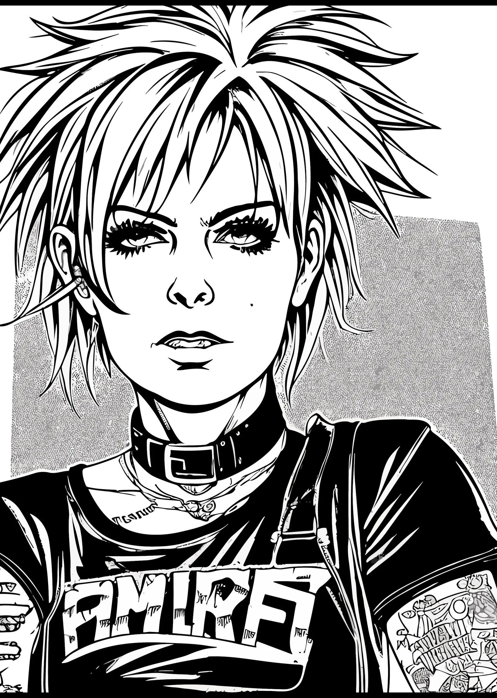 Punk Kız: Manga Tarzı Portre metal tablo