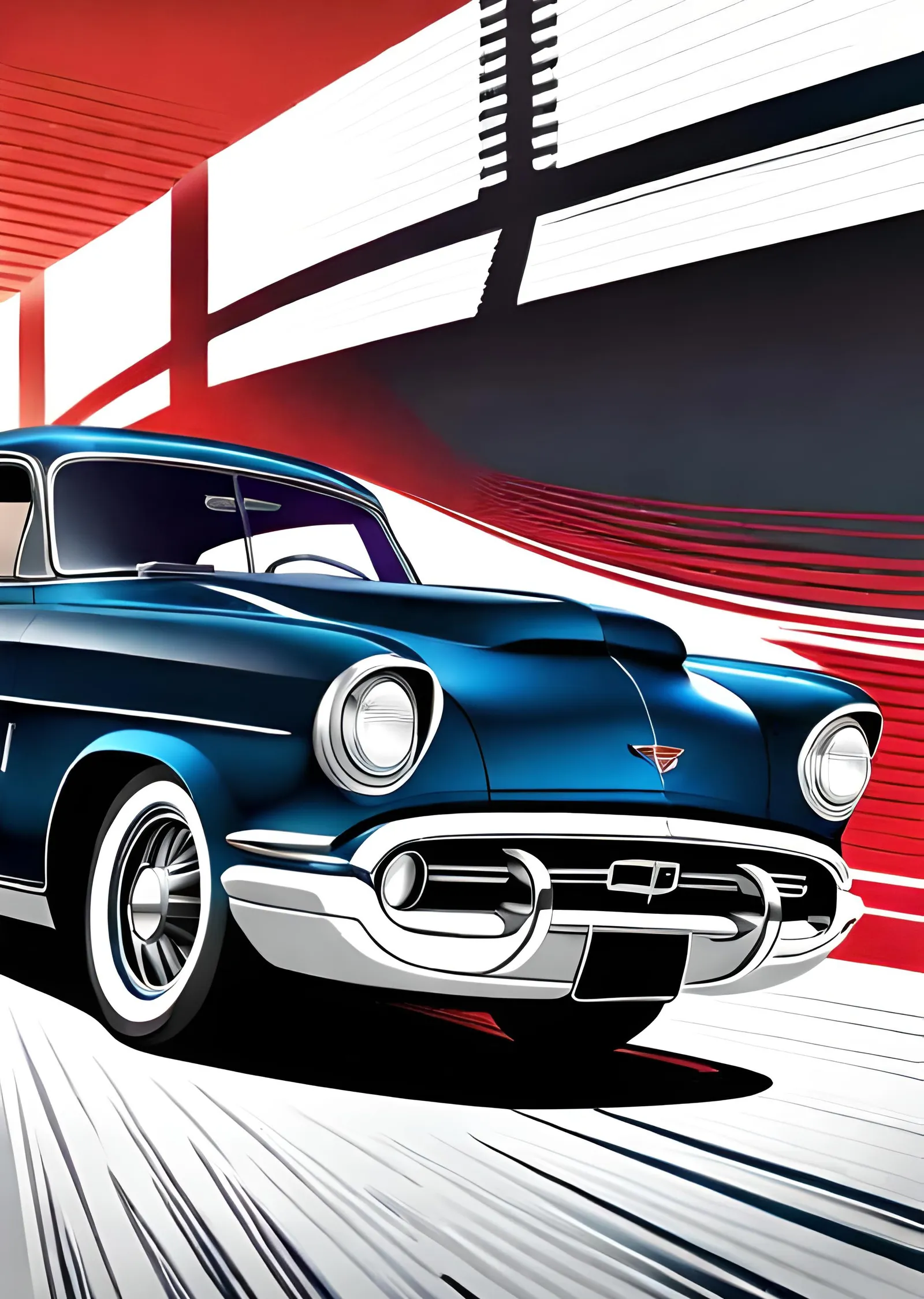 Klasik Amerikan Arabası: Retro Stil metal tablo