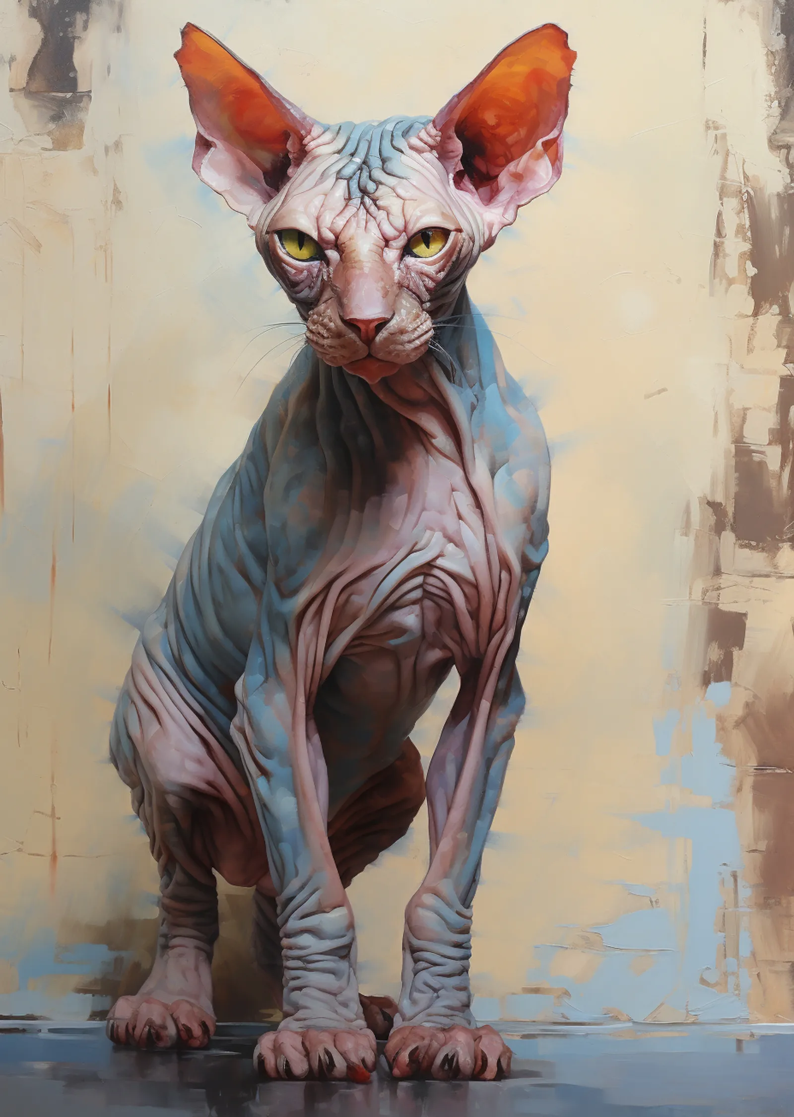Sanatsal Sphynx Kedi Tasarımı metal tablo