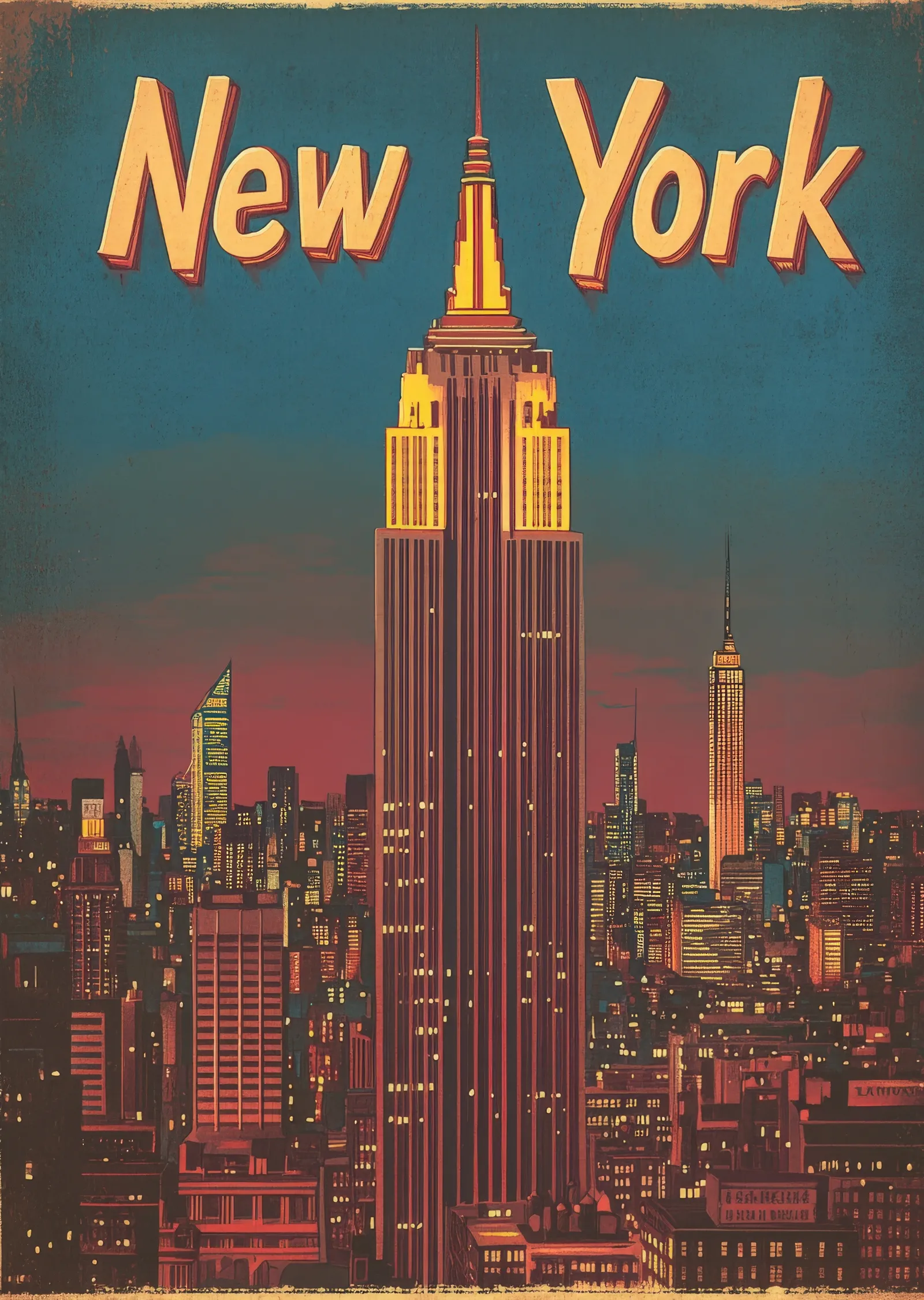 New York: Empire State Binası ve Şehir Manzarası metal tablo
