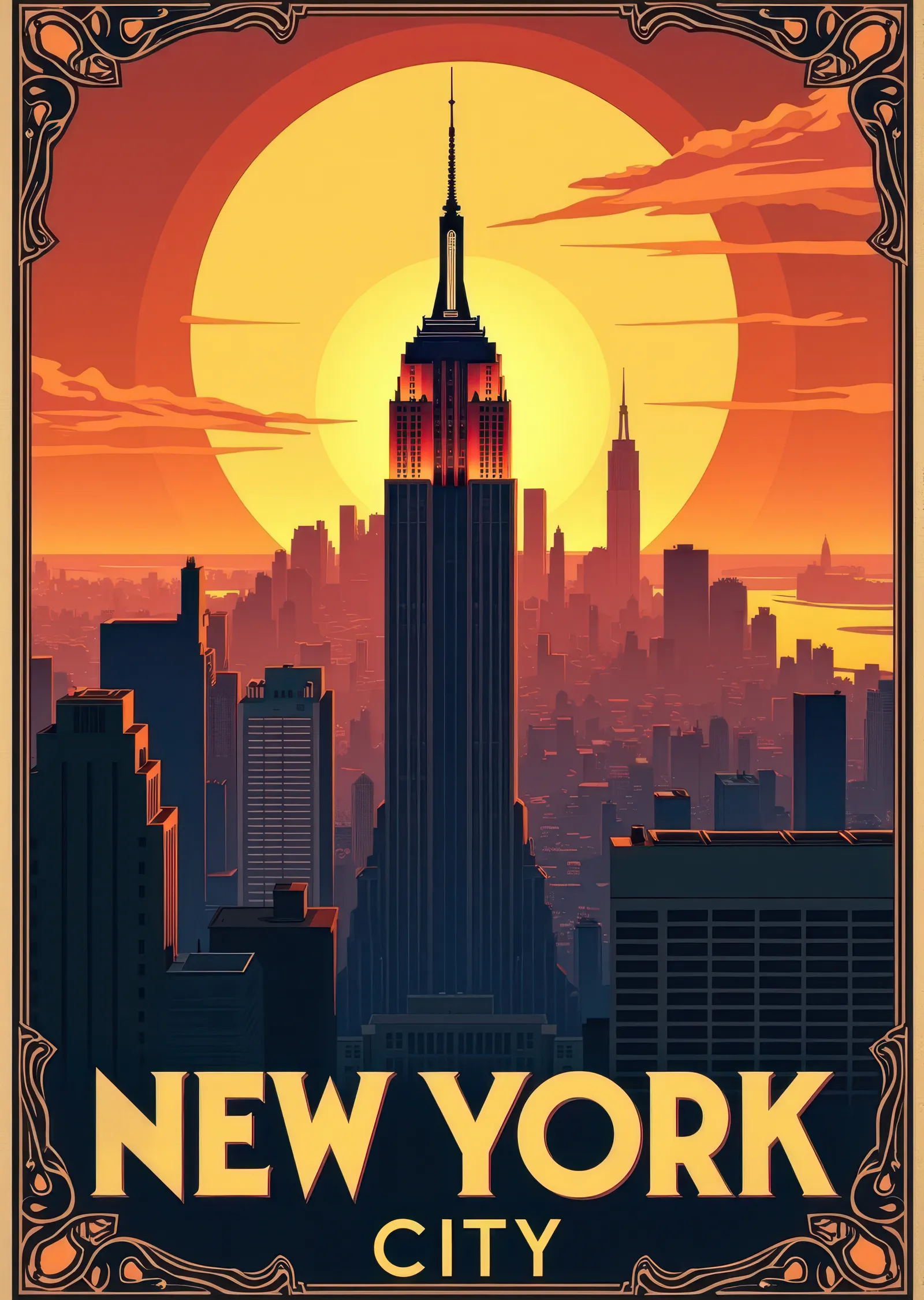 New York Gün Batımı metal tablo
