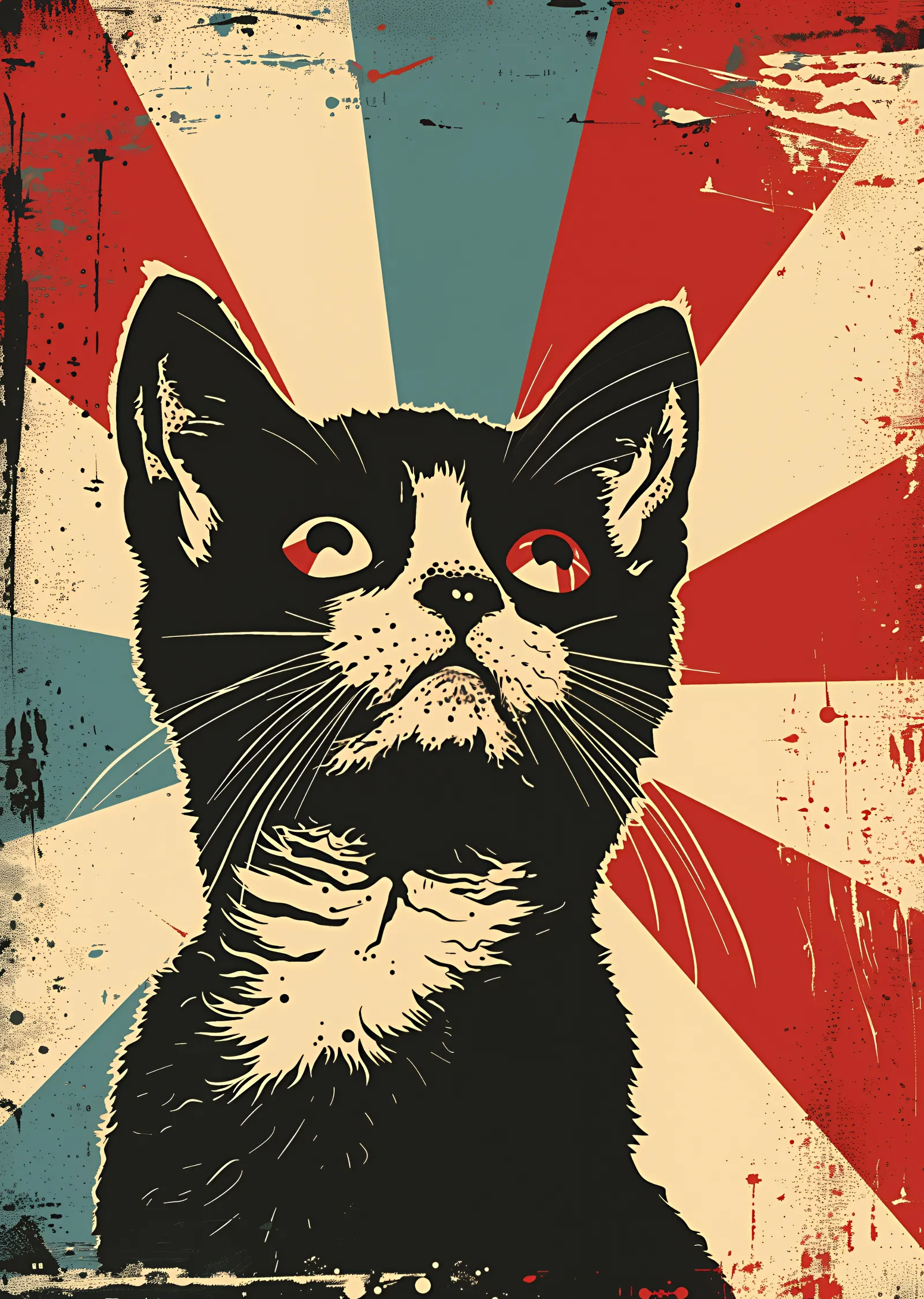 Kedi Portresi: Retro Tarz metal tablo