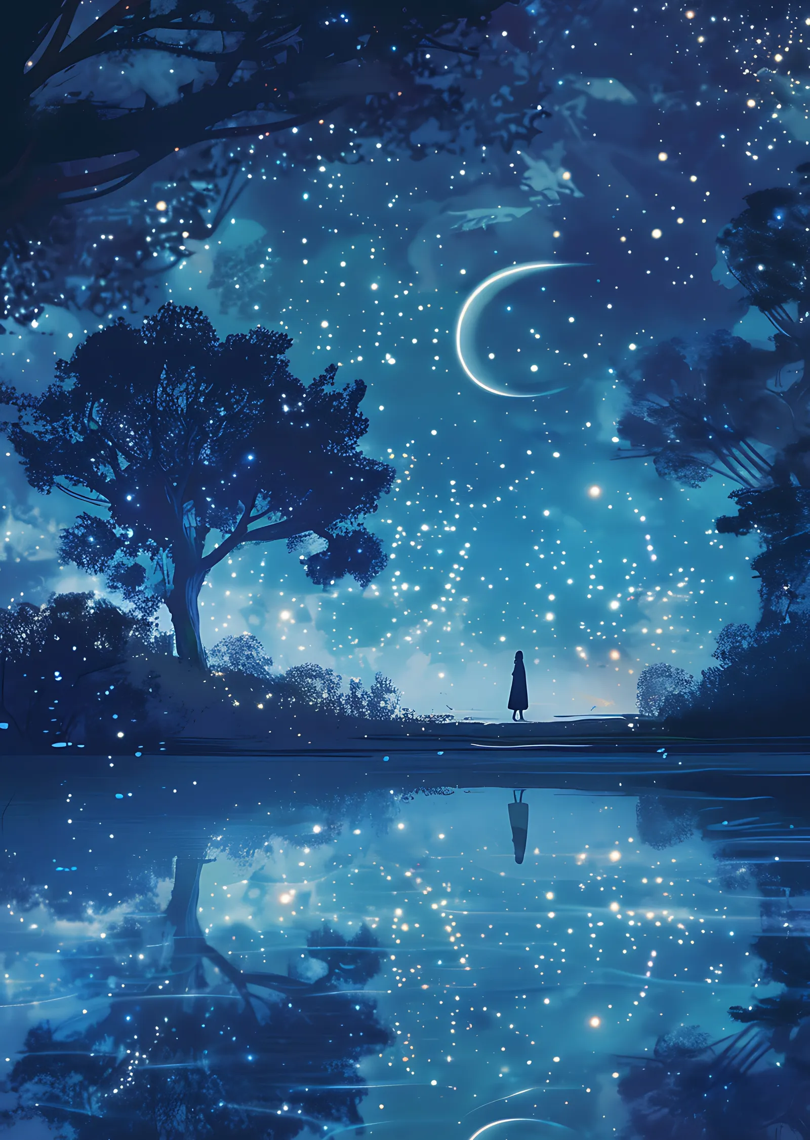 Gizemli Gece: Yıldızlı Su Yansıması metal tablo