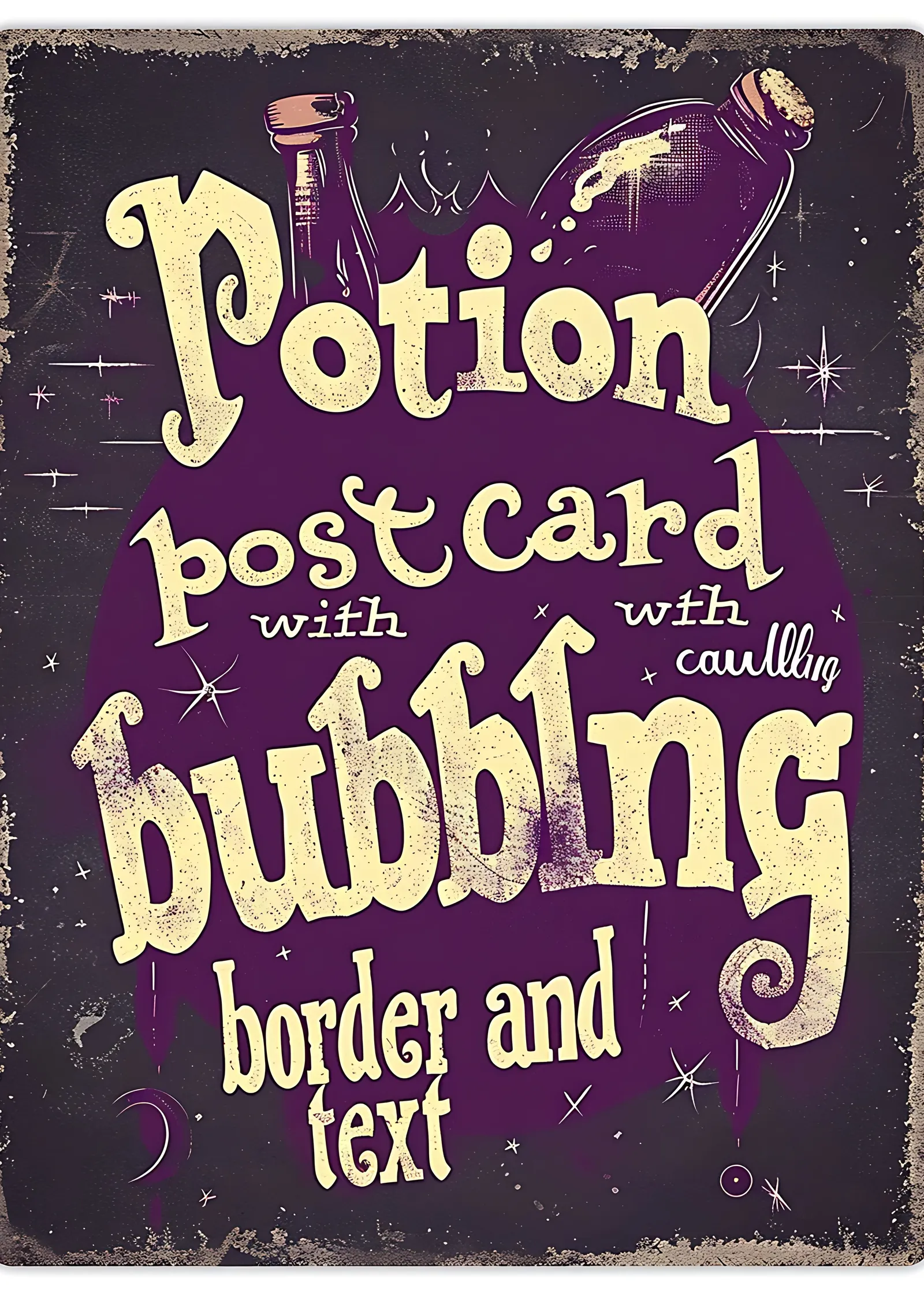 Potion Postcard: Bubbling Magic metal tablo