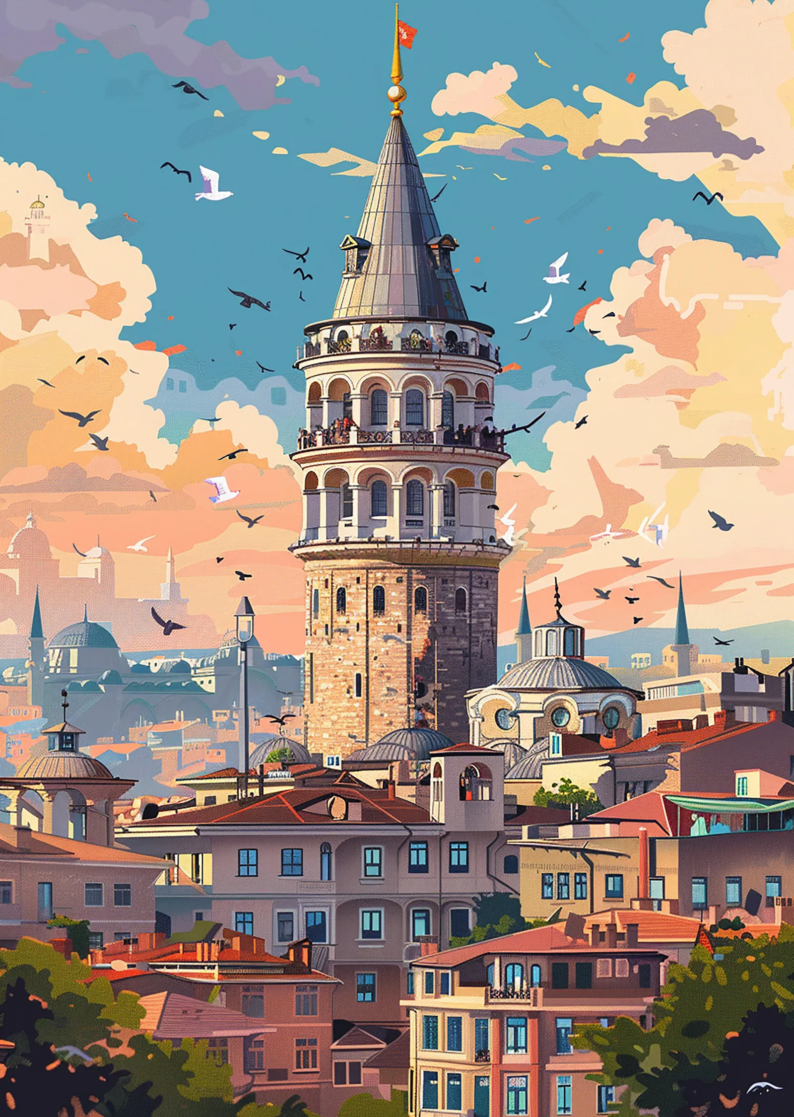 Galata Kulesi: İstanbul'un İkonik Manzarası - Lacivert ve metal tablo