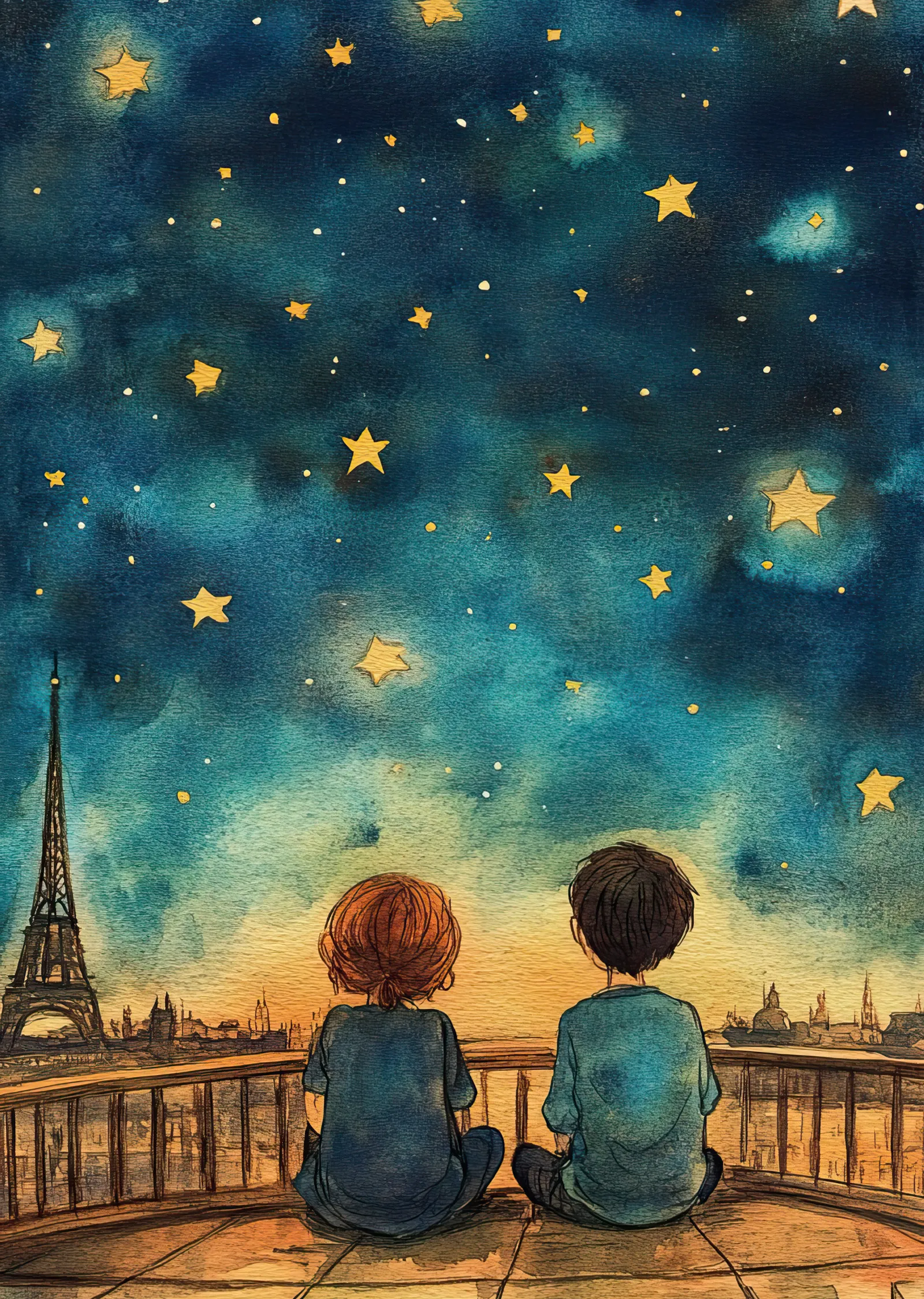 Yıldızlı Gece Paris'te metal tablo