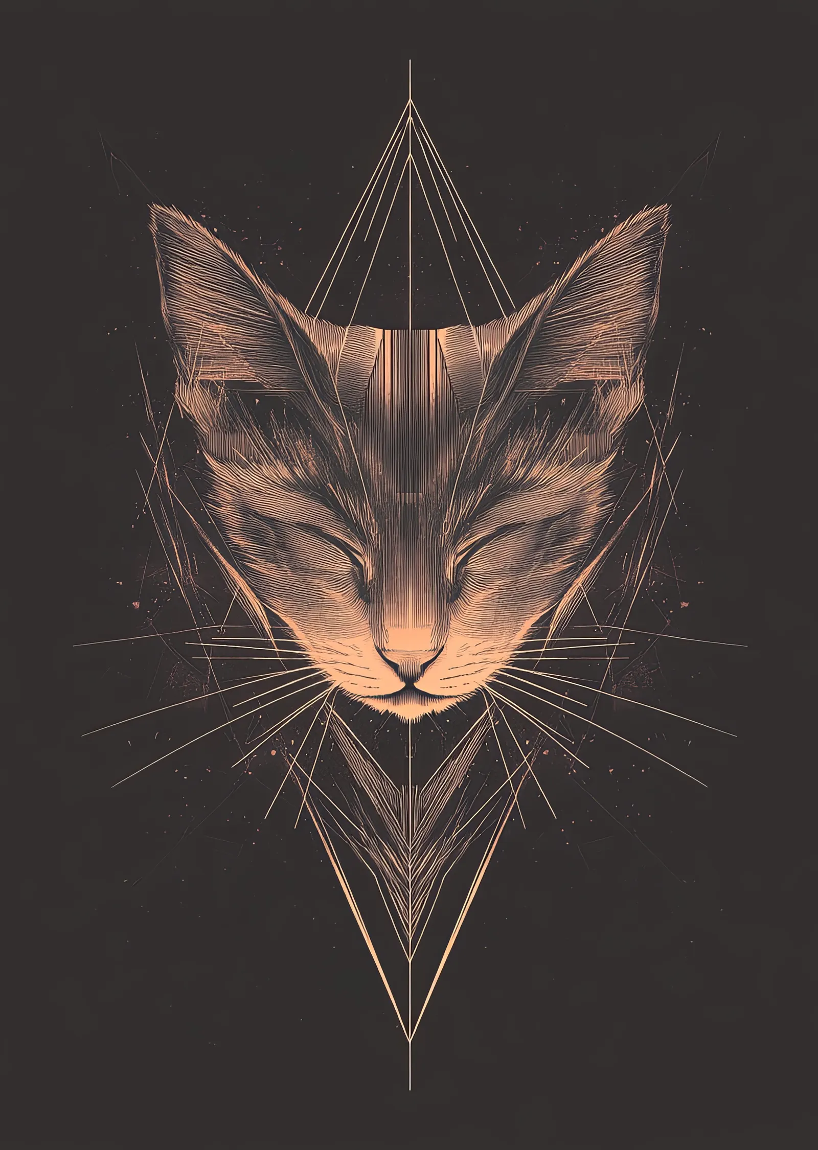 Geometrik Kedi Portresi metal tablo