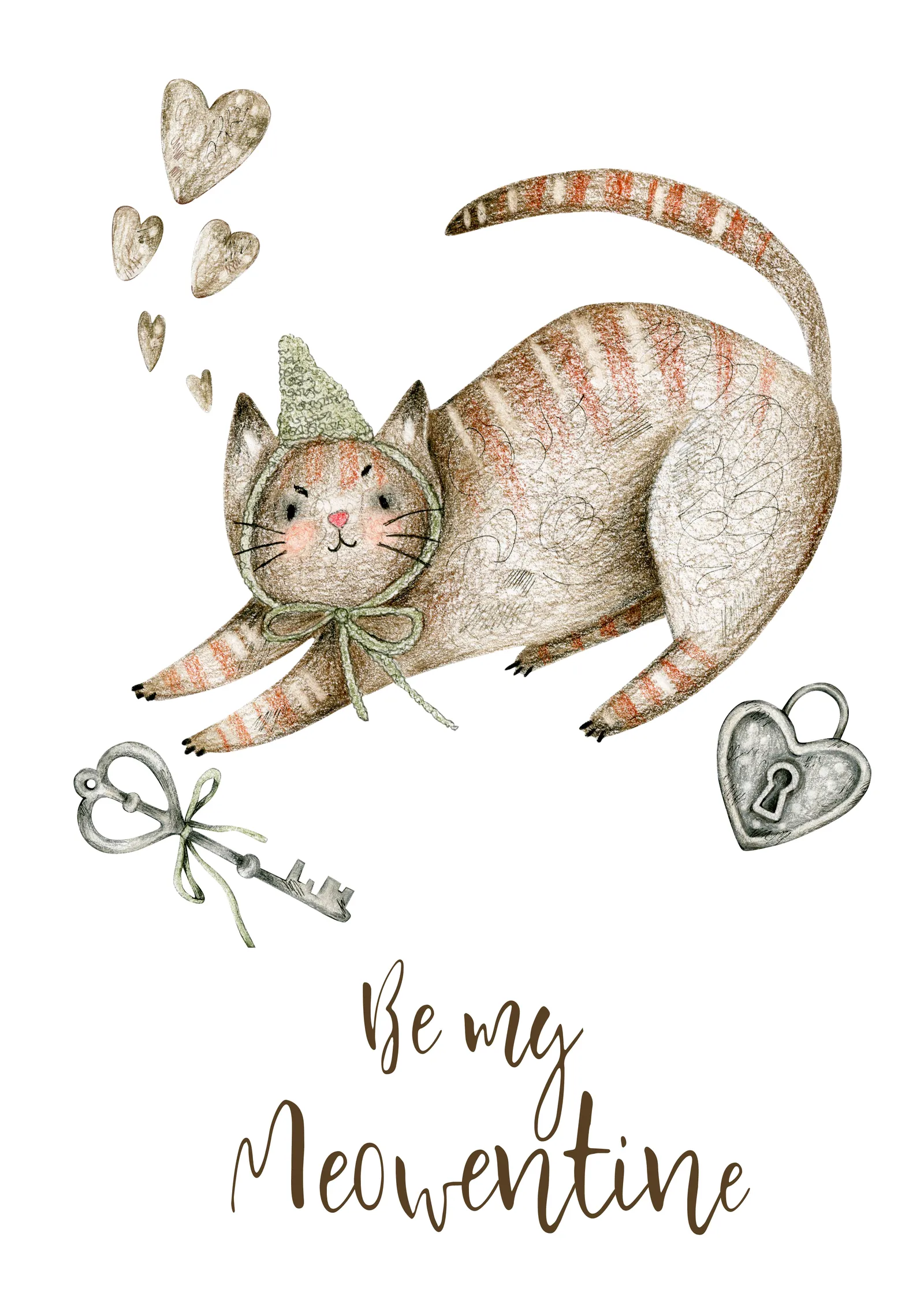 Meowentine Kedisi: Sevgiliye Özel metal tablo