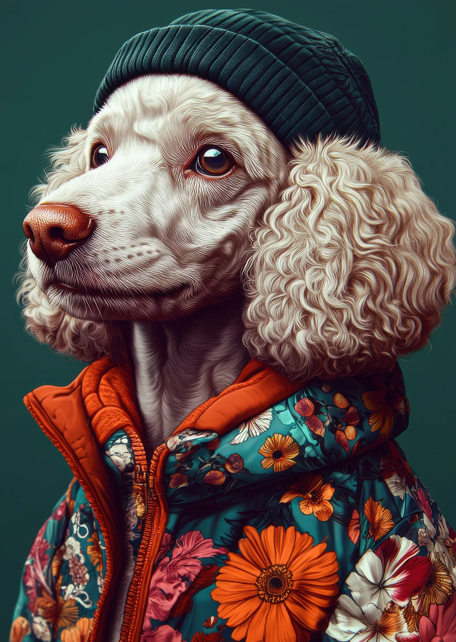 Şık Kıyafetli Poodle metal tablo