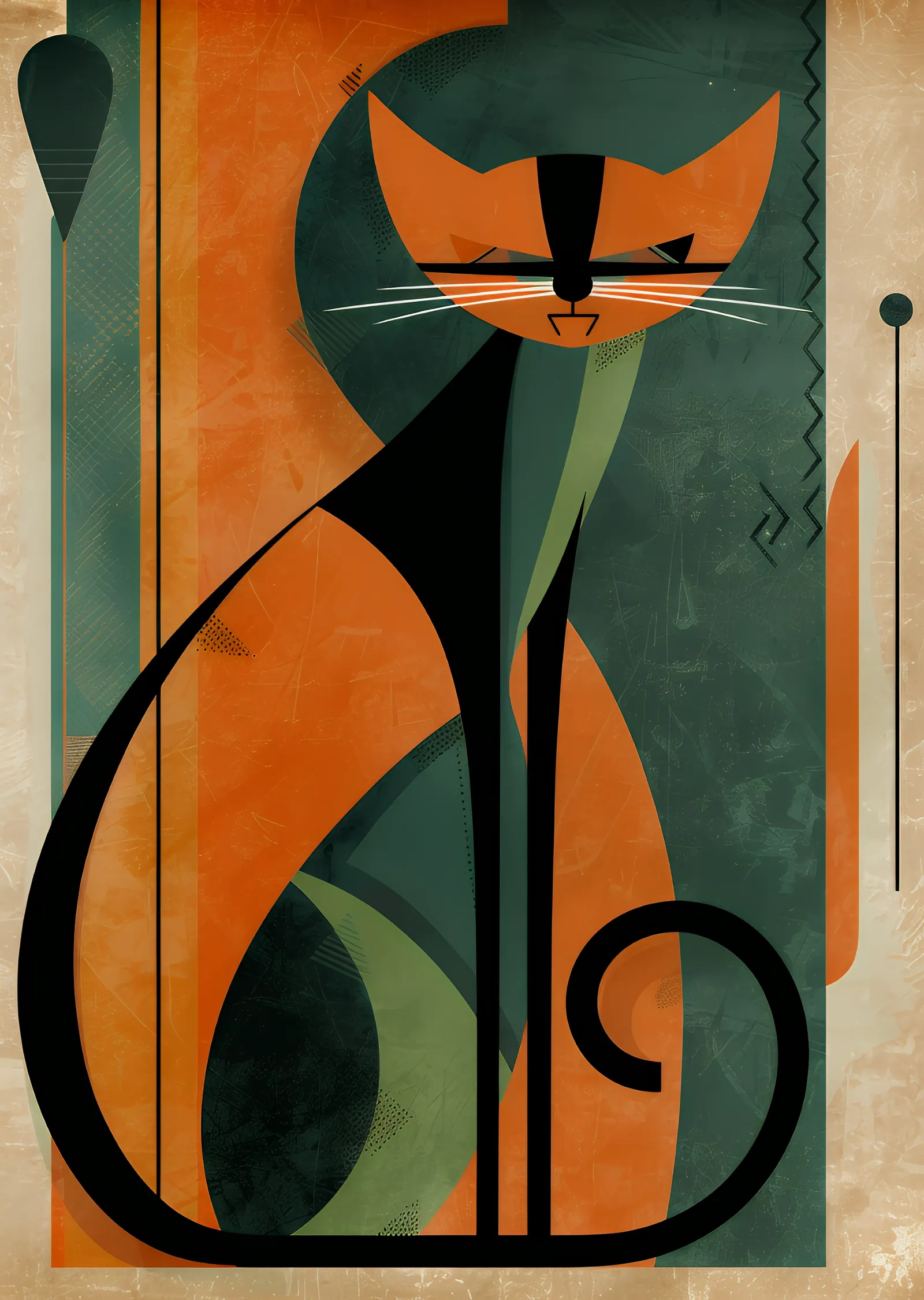 Soyut Sanat: Kedi İllüstrasyonu metal tablo