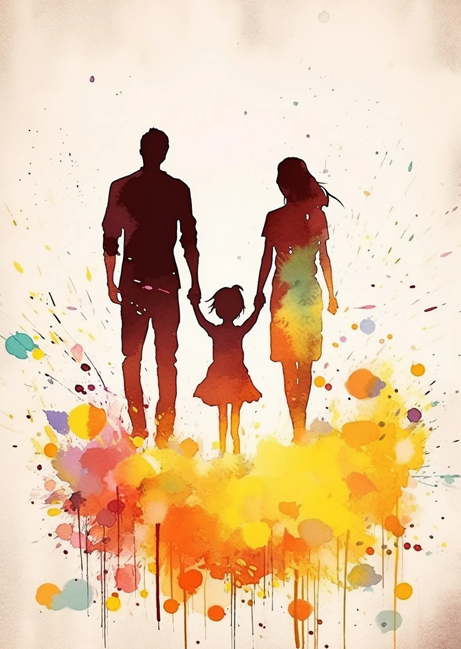 Aile Bağları: Su Renkleriyle İfade metal tablo