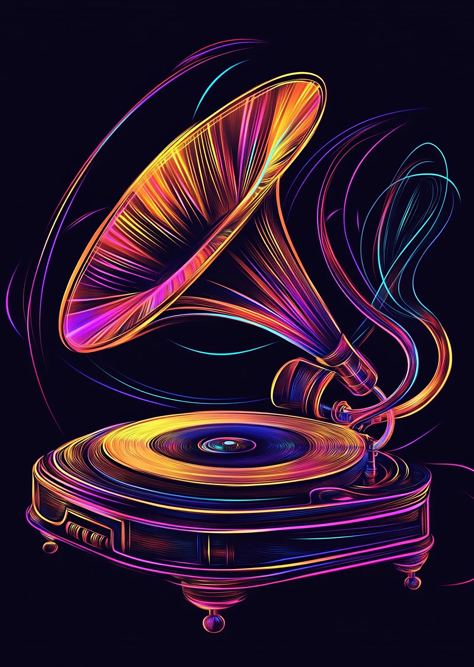 Gramofon Neon Sanat metal tablo