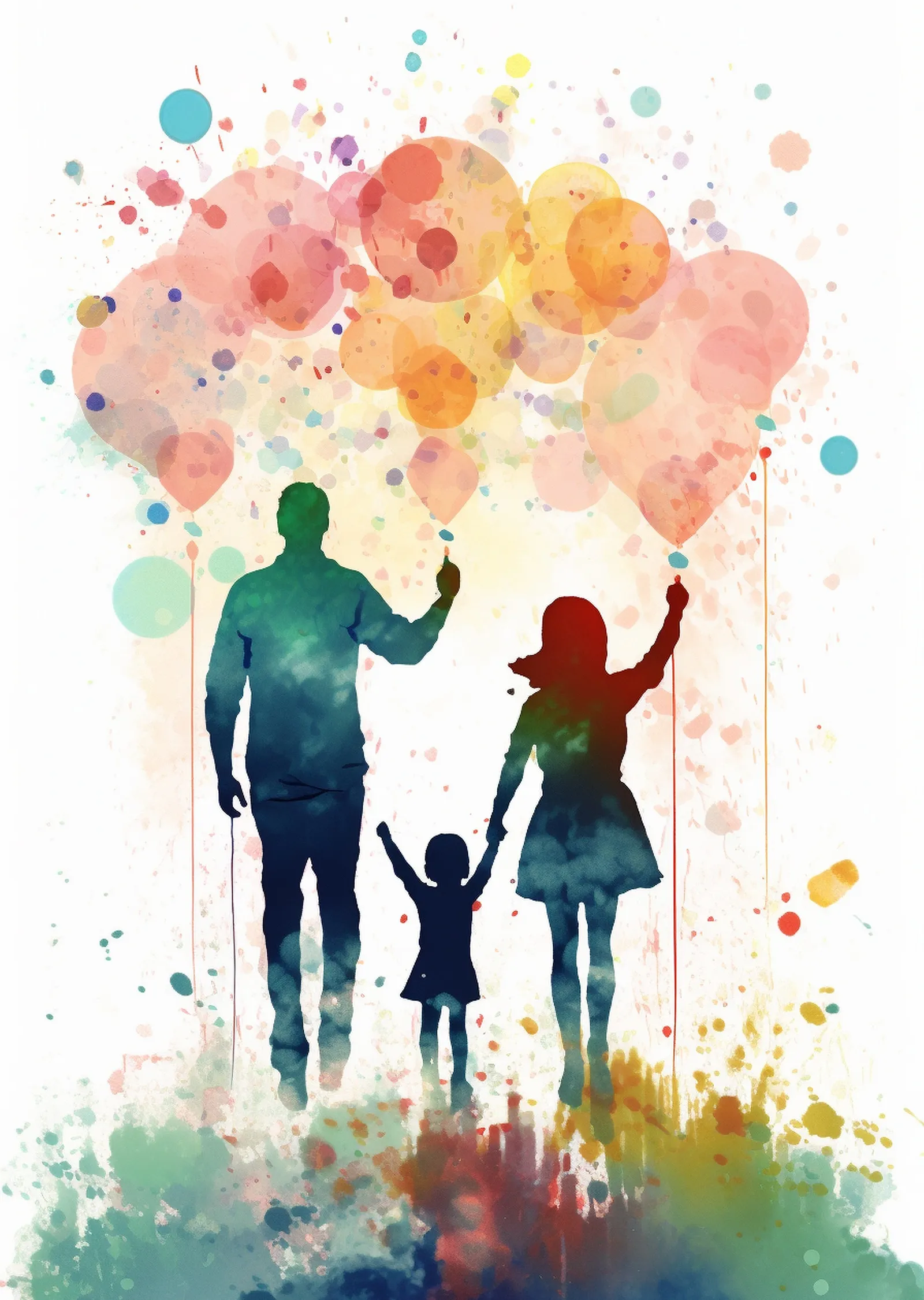 Aile ve Renkli Balonlar metal tablo