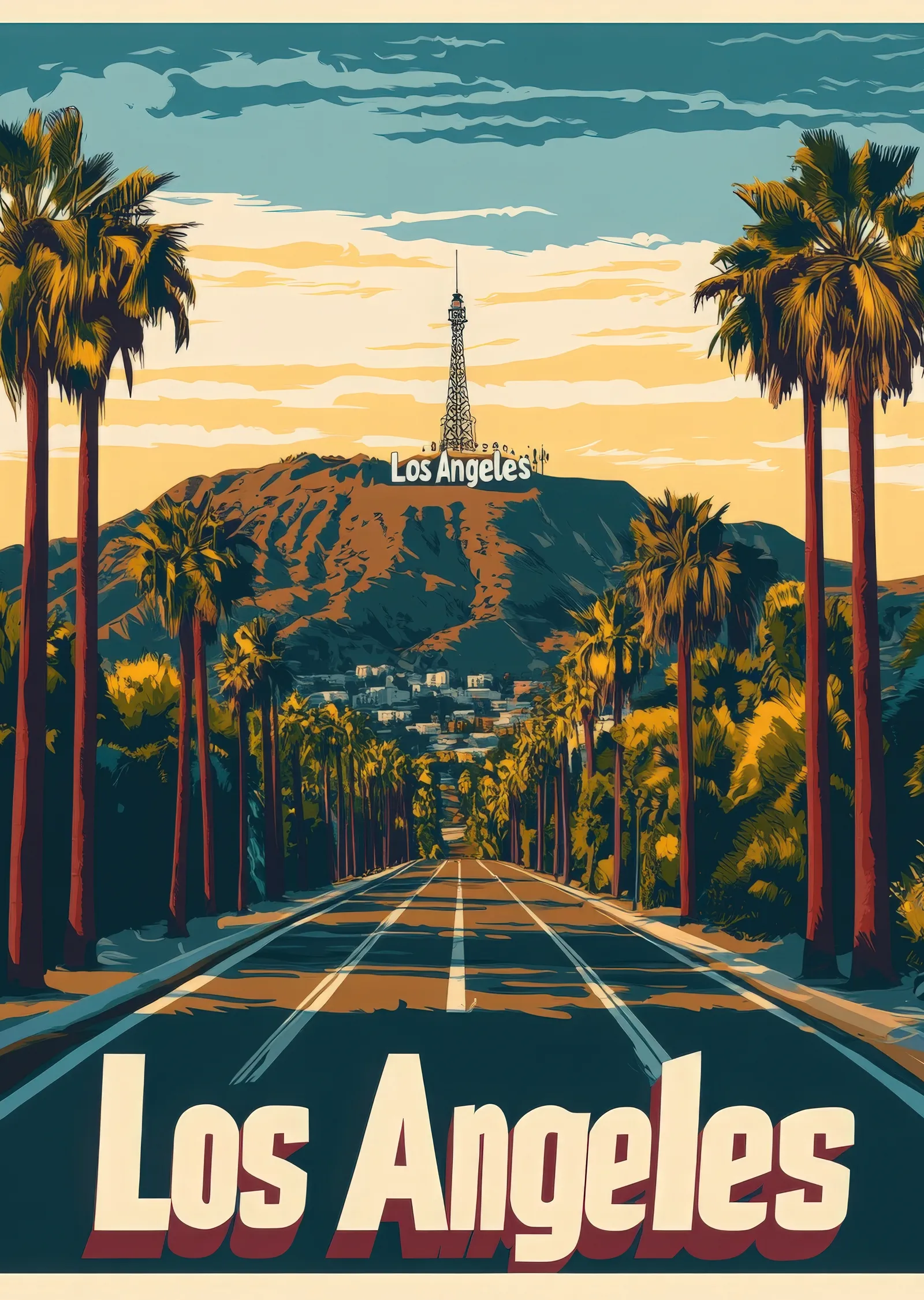 Los Angeles Şehir Manzarası metal tablo