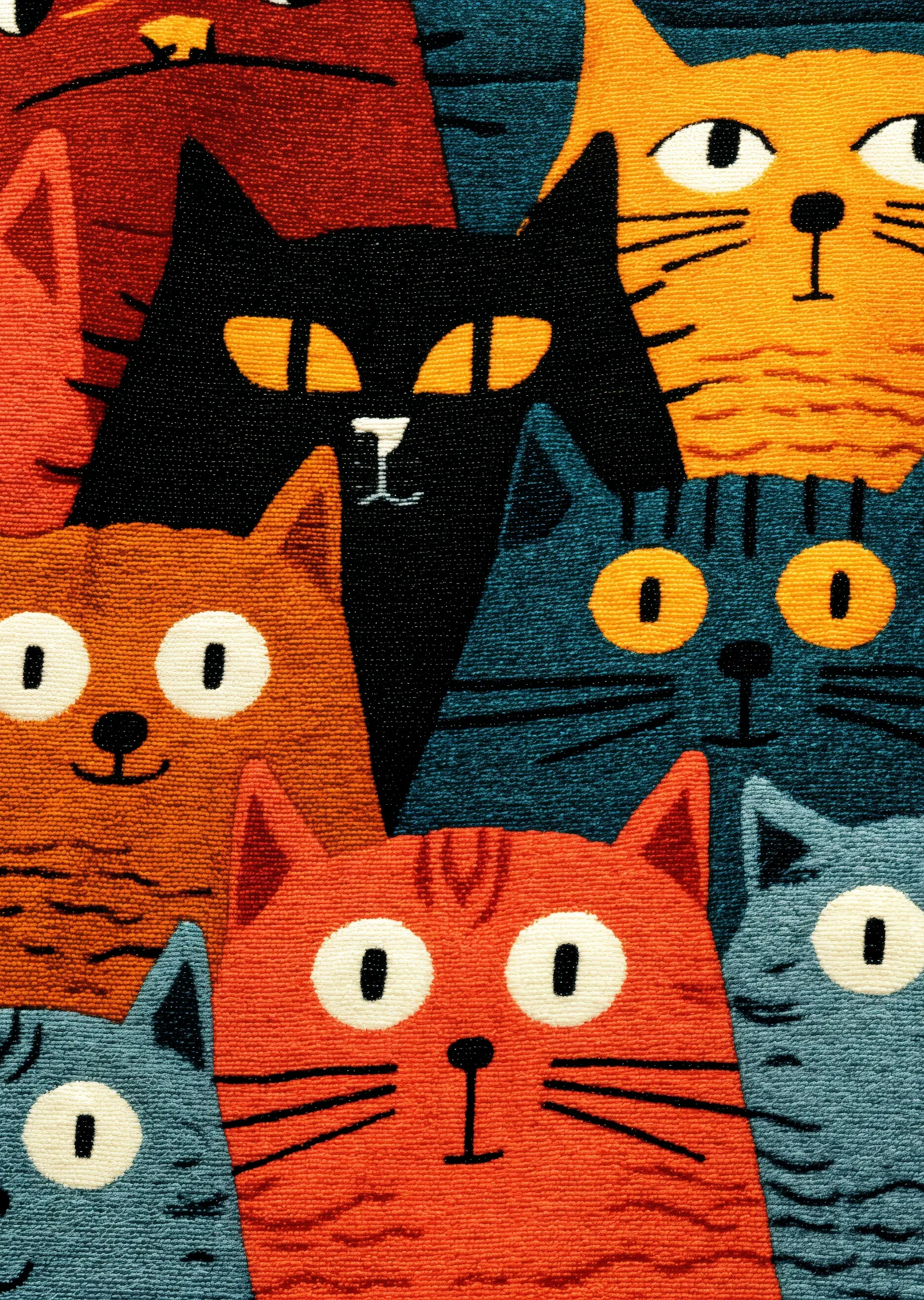 Renkli Kedi İllüstrasyonu - Çok Renkli Dokulu Kediler metal tablo