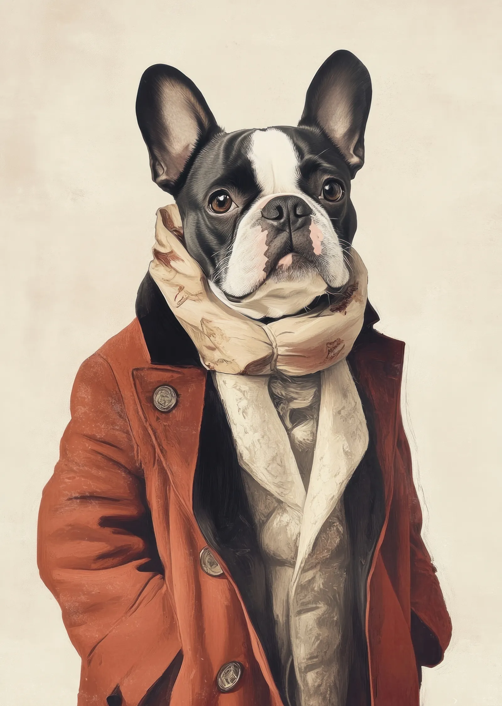 Şık Giyinmiş Fransız Bulldog metal tablo