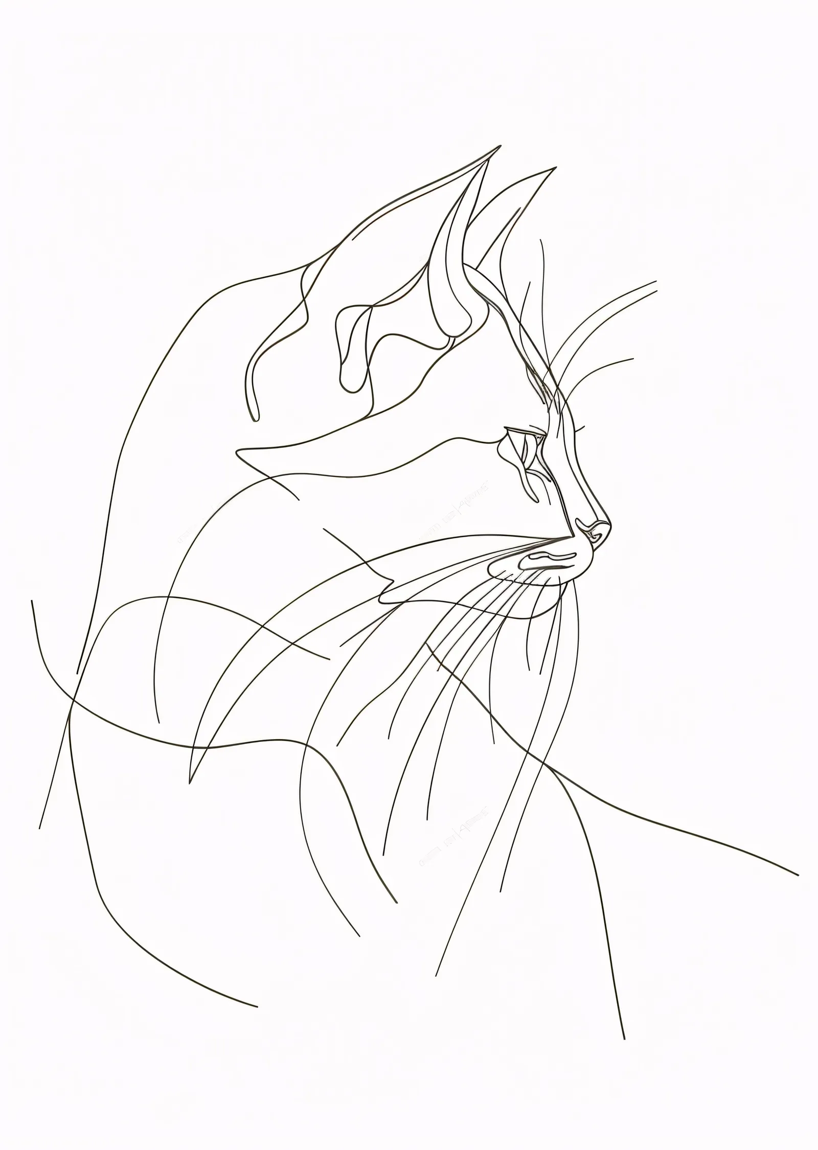 Tek Hatlı Minimalist Kedi Portresi metal tablo