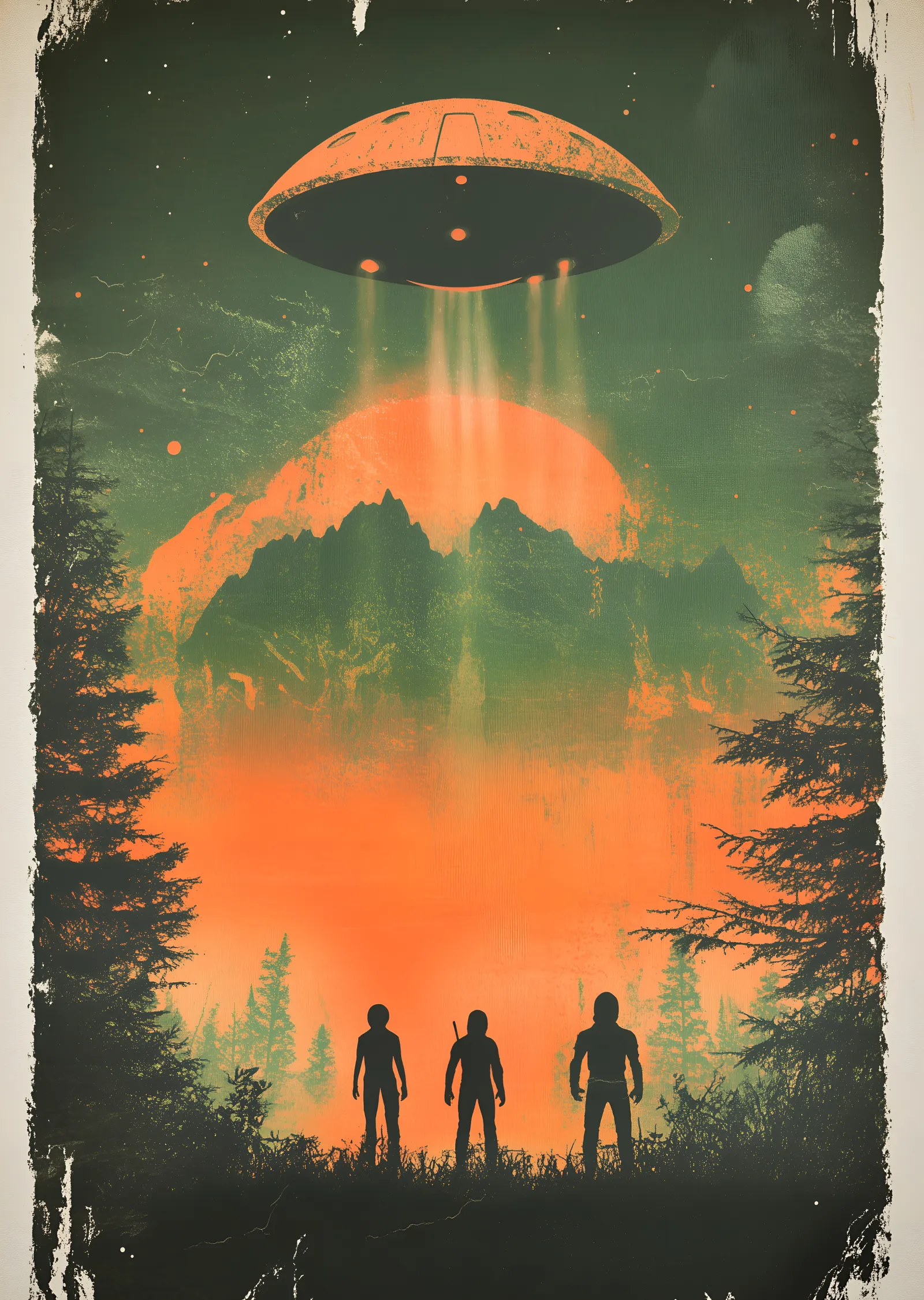 Ormana İnen UFO metal tablo