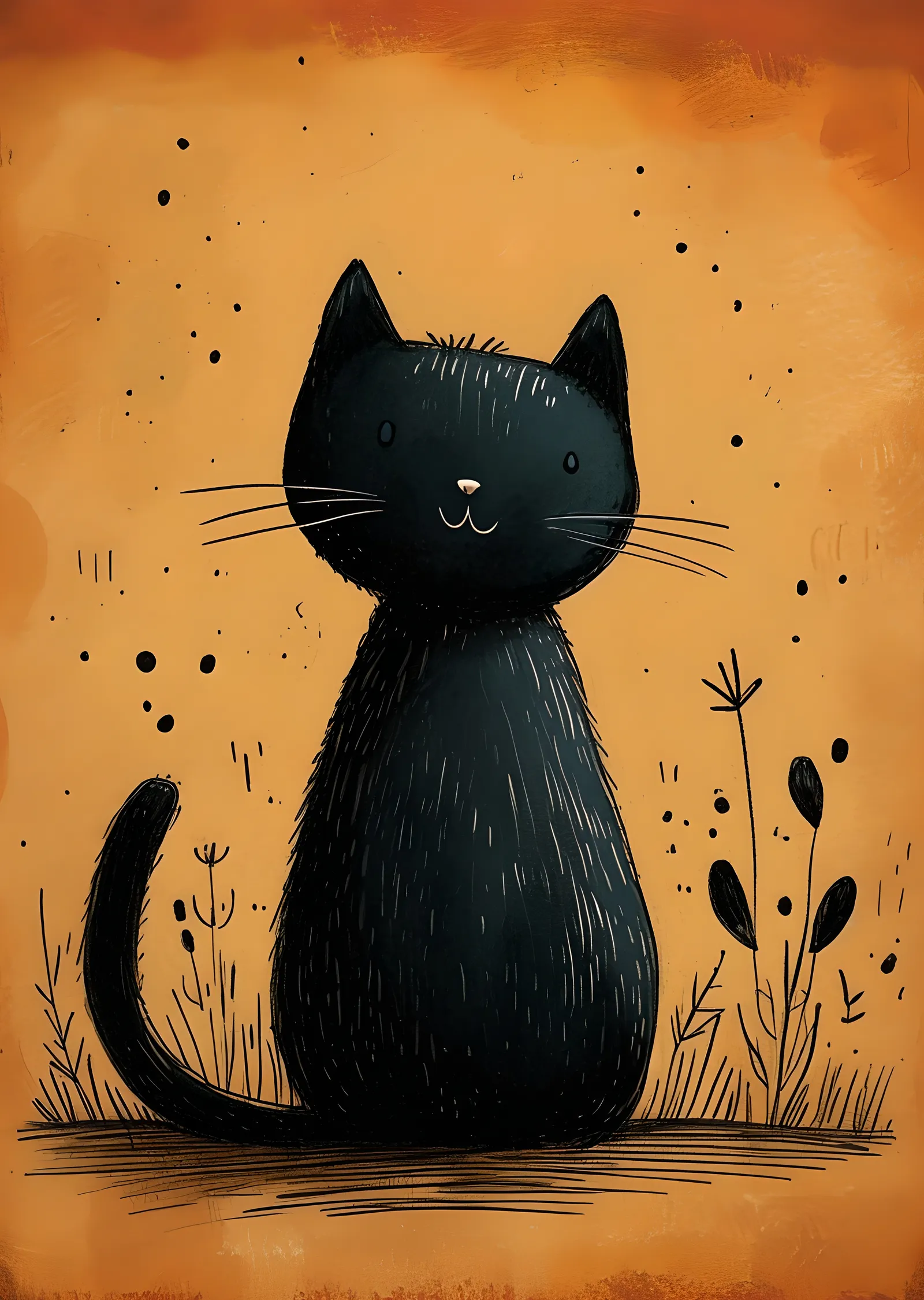 Kara Kedi metal tablo