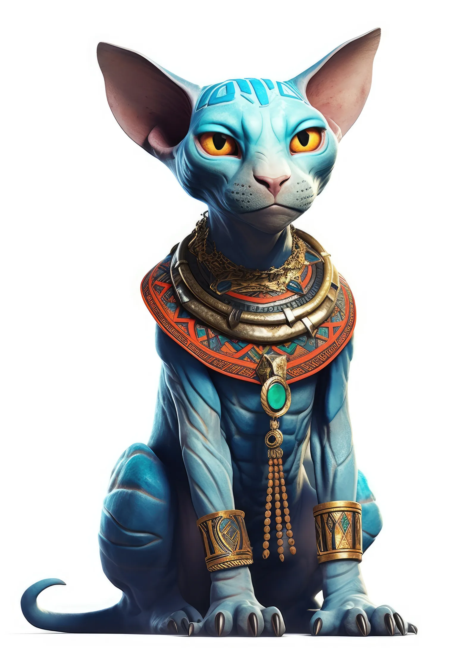 Antik Mısır Temalı Mavi Kedi metal tablo