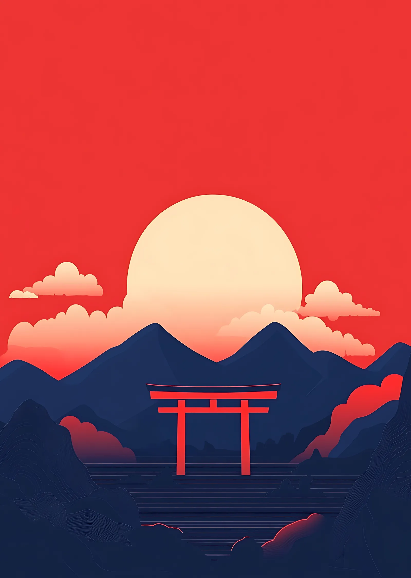 Minimalist Japon Manzarası metal tablo