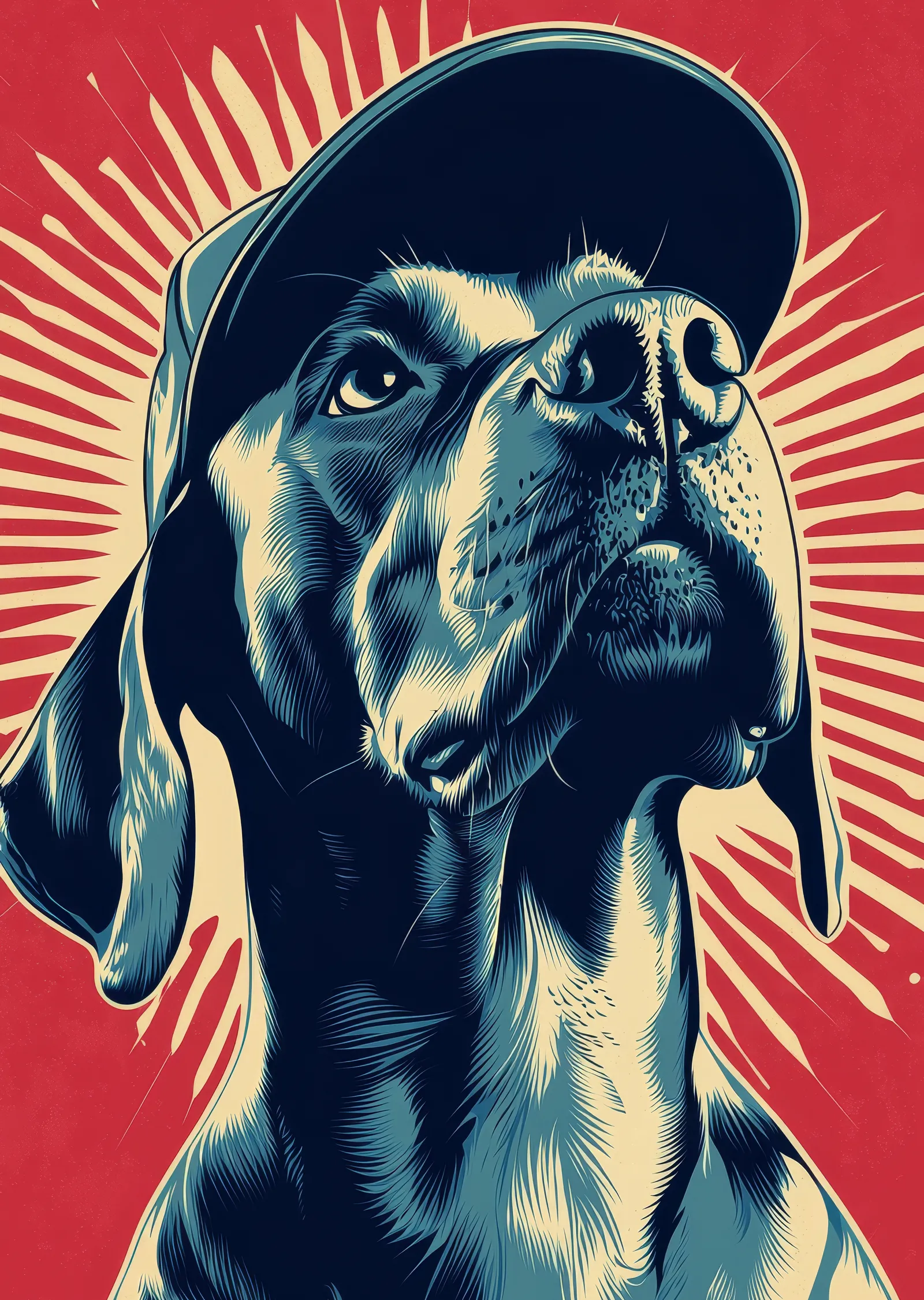 Şapkalı Köpek Portresi metal tablo