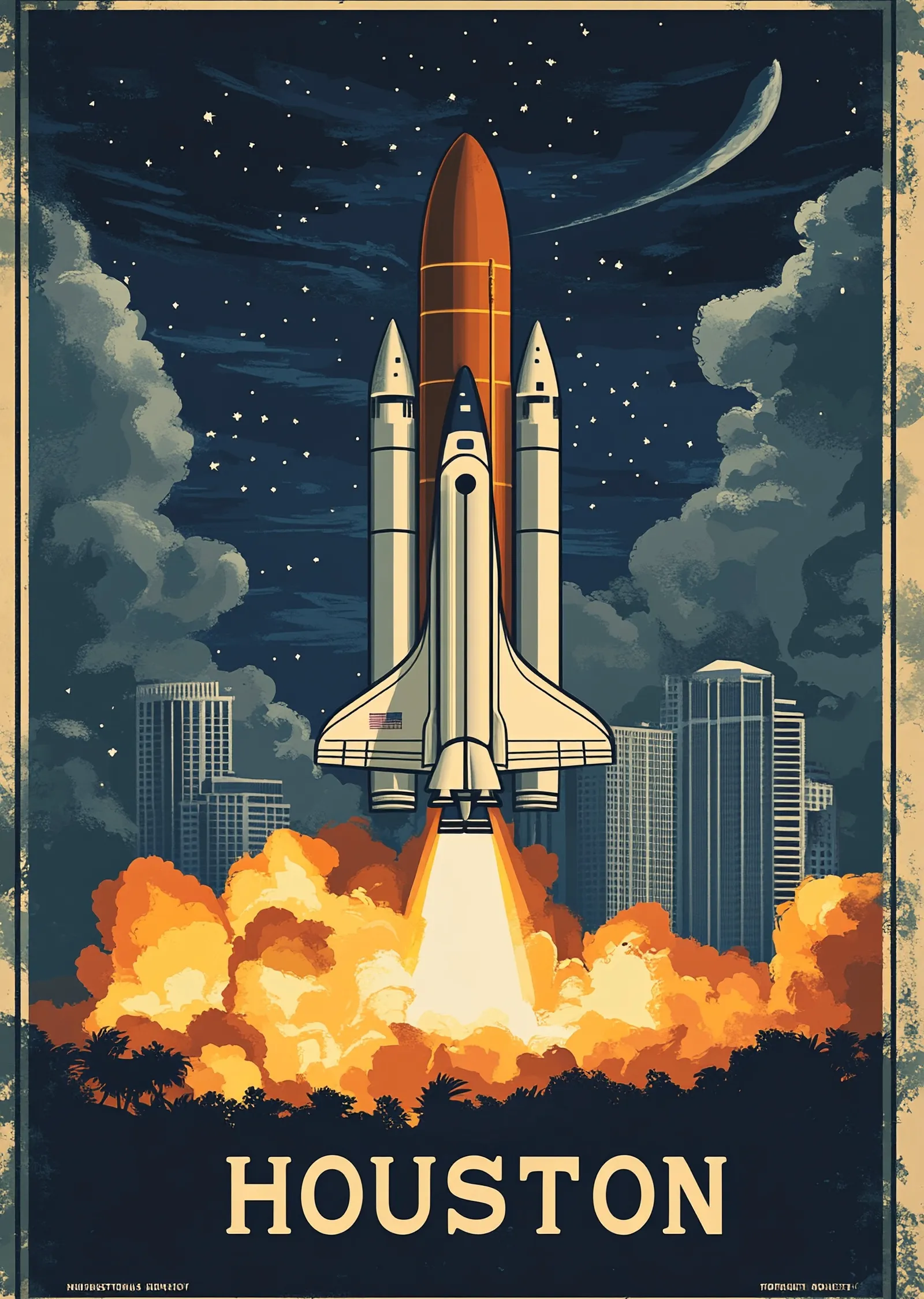 Houston Roket Lansmanı metal tablo