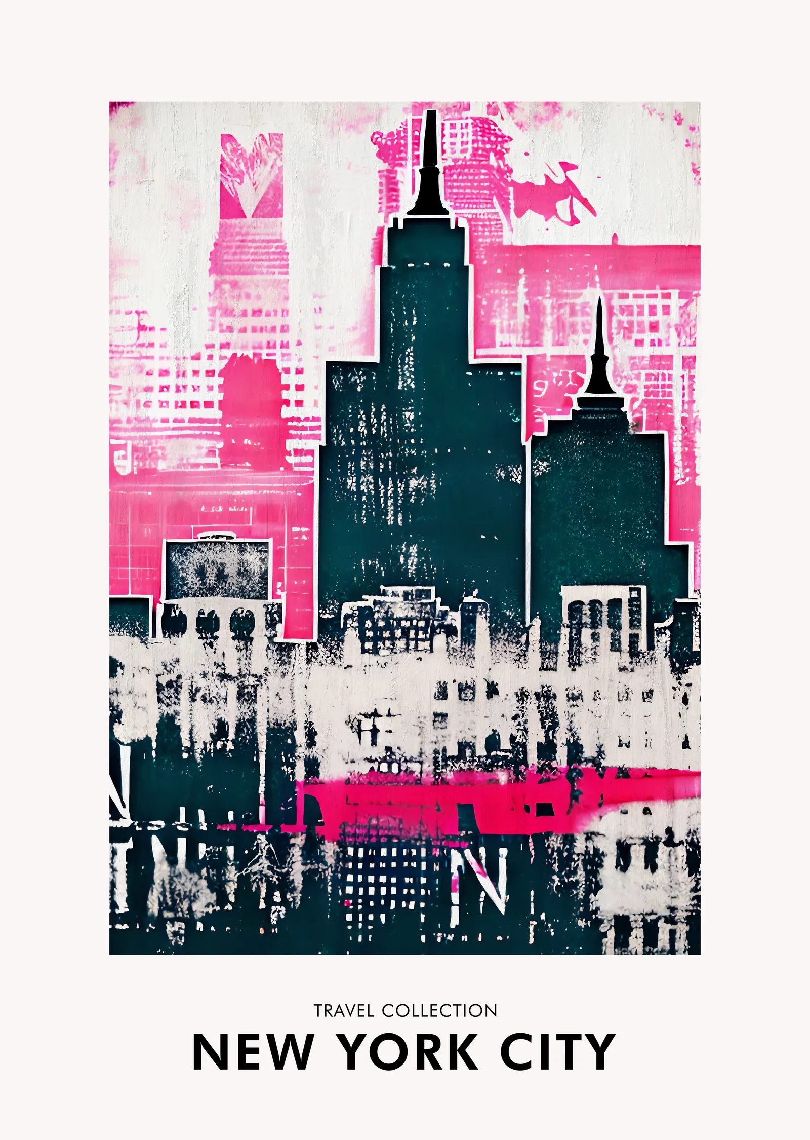 New York City: Pembe ve Mavi Şehir Silüeti metal tablo