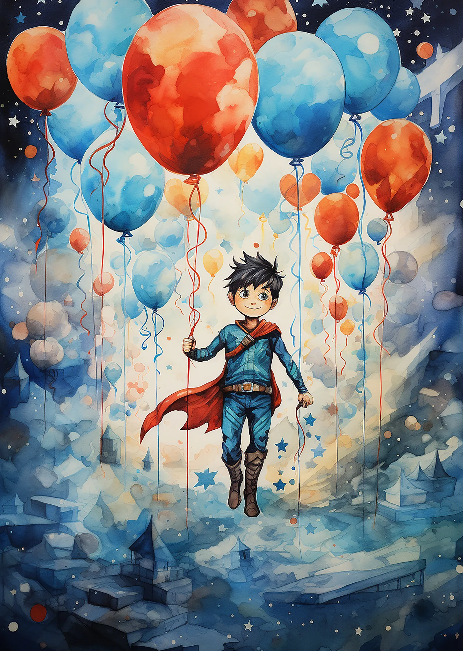 Süper Kahraman: Balonlarla Uçuş metal tablo