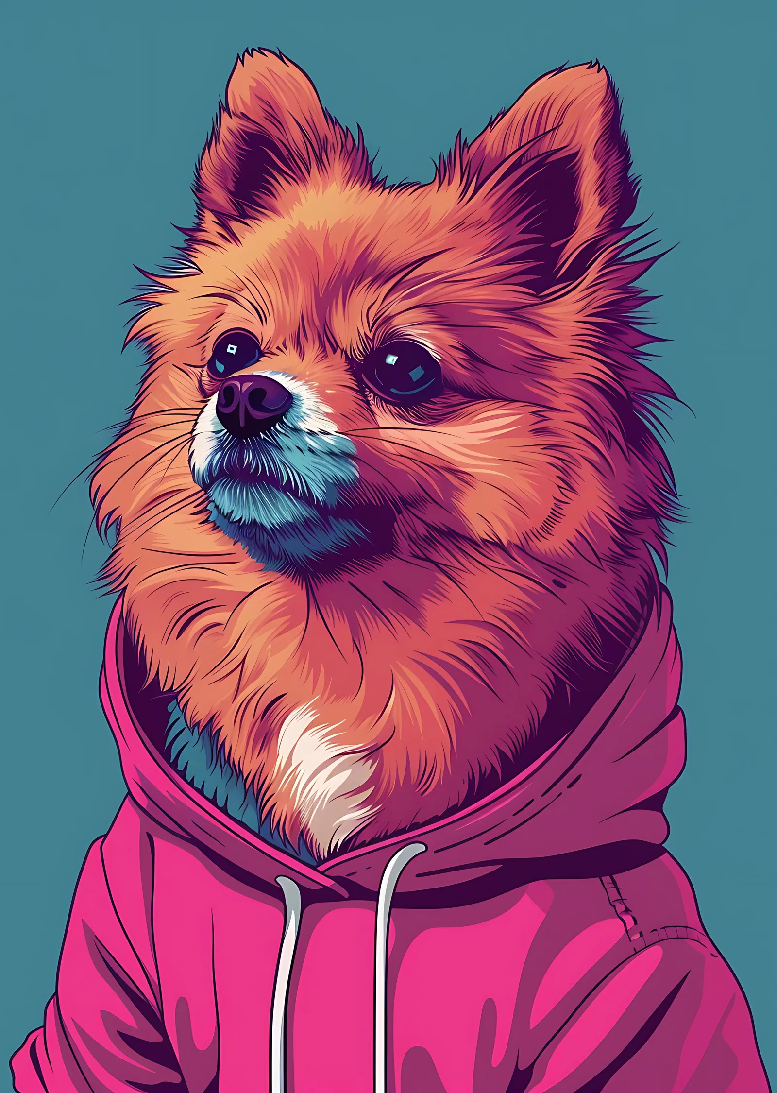 Evcil Hayvanlar: Pomeranian Tarzı metal tablo