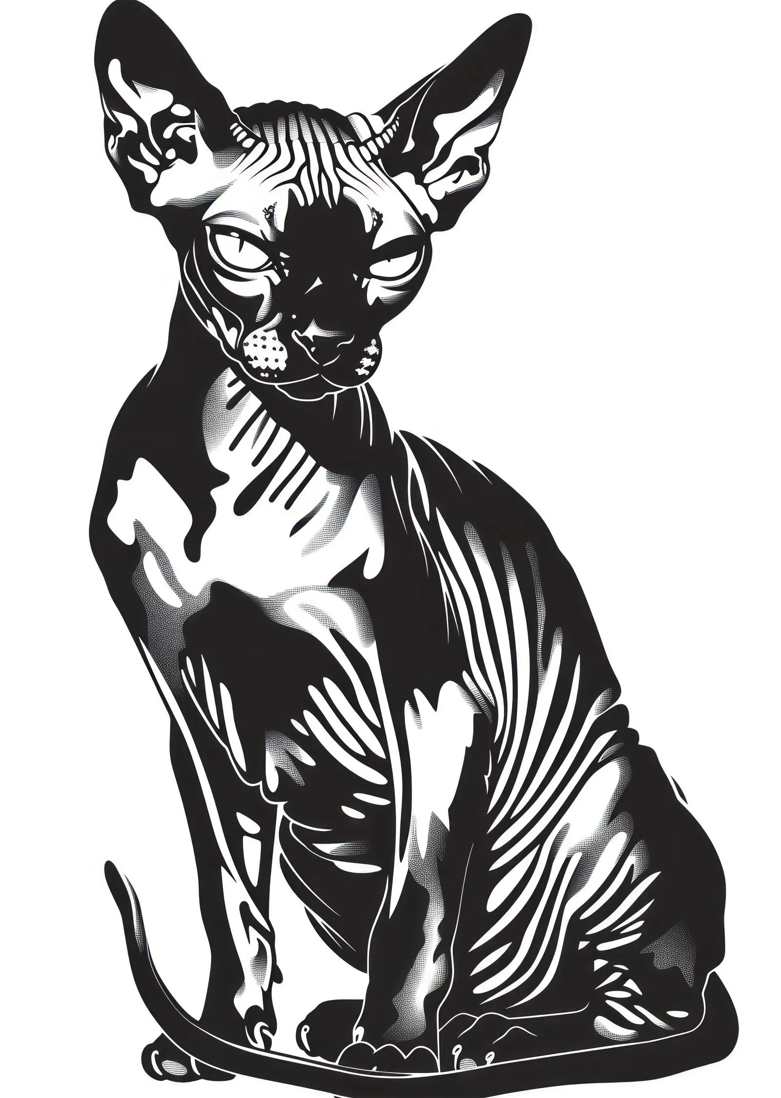 Sphynx Kedisi: Sanatsal İllüstrasyon metal tablo