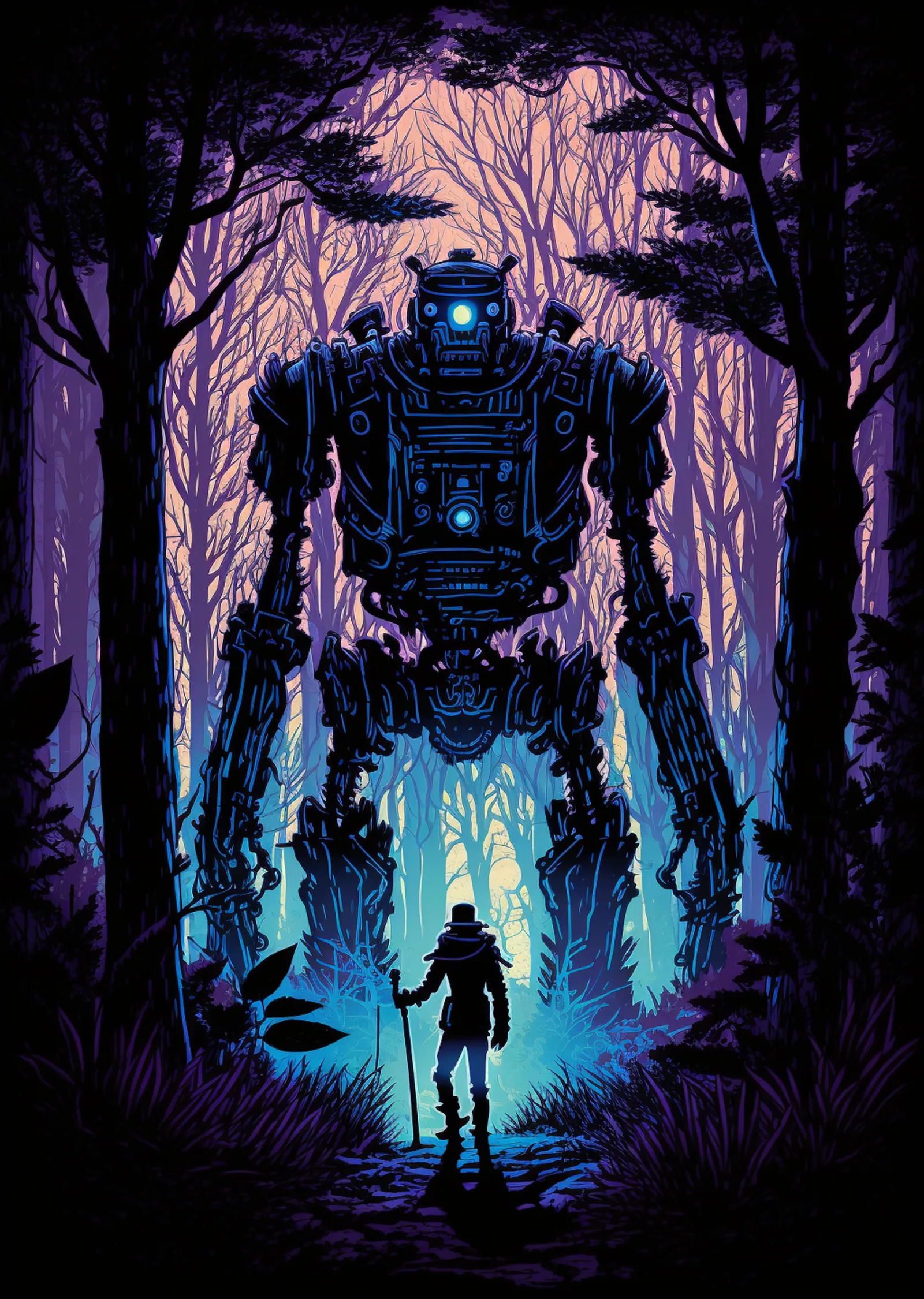 Robot ve Maceraperest metal tablo