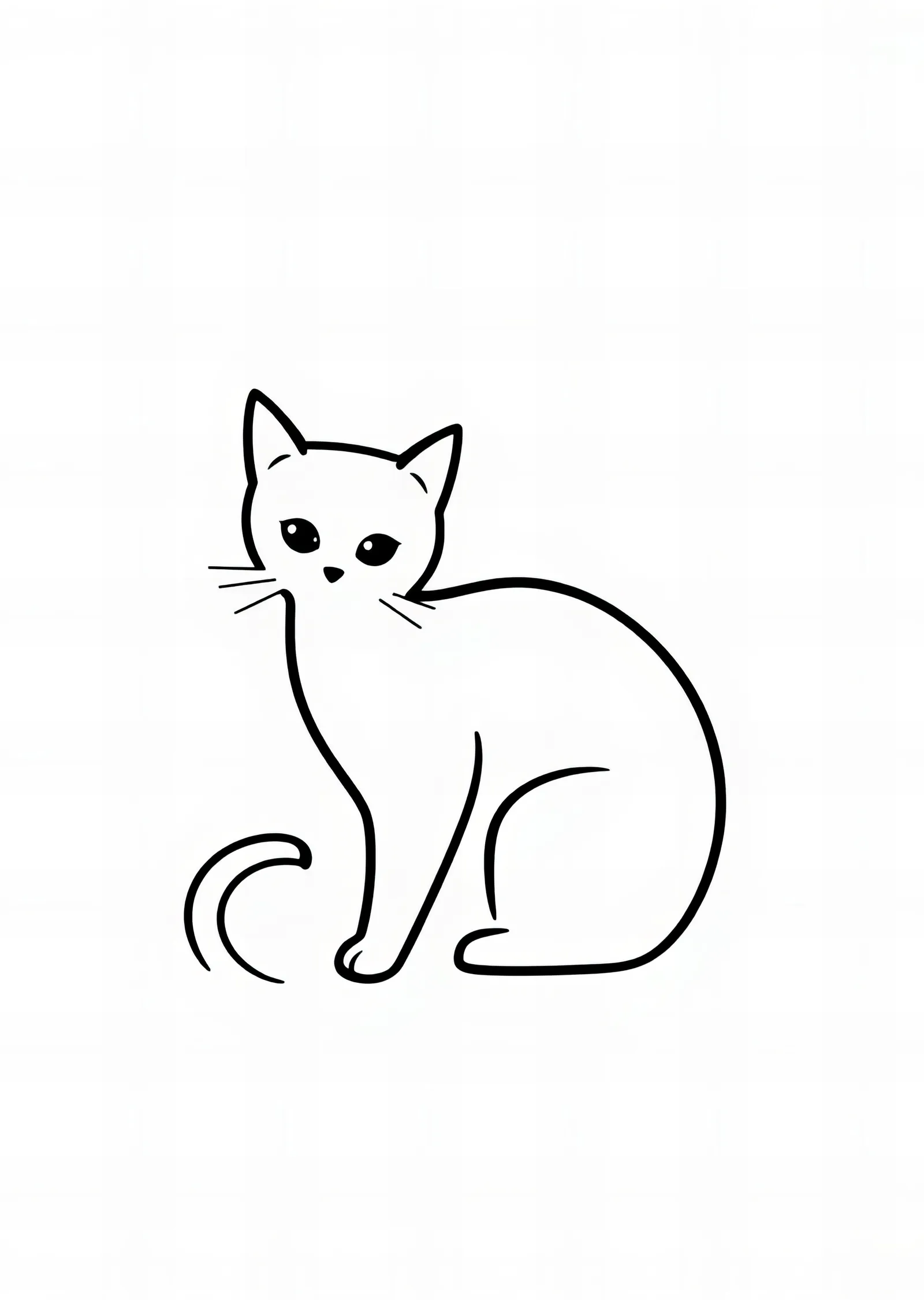 Minimalist Siyah Hat Kedi İllüstrasyonu metal tablo