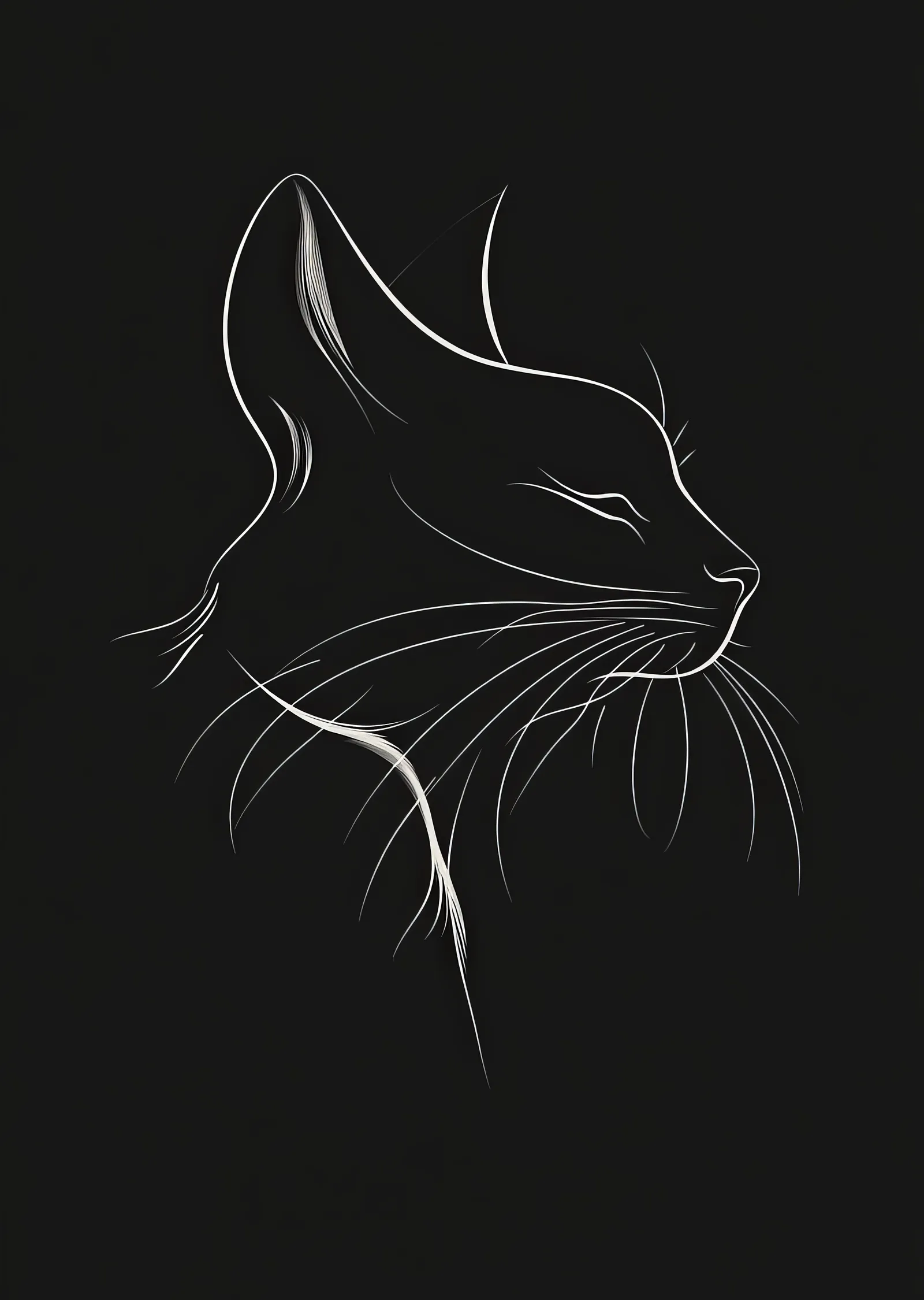 Siyah Fondaki Minimalist Kedi Profili metal tablo