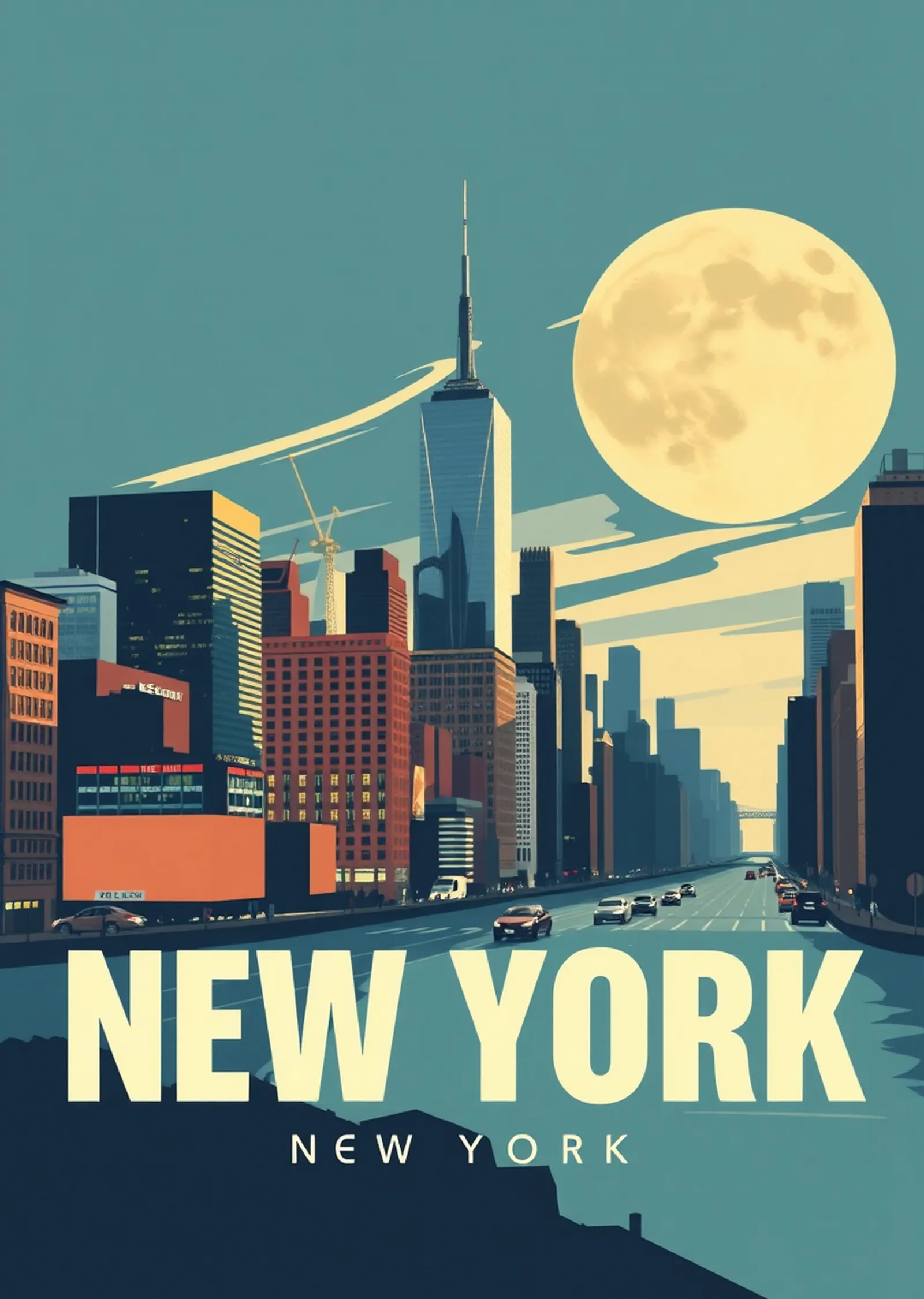 New York Şehir metal tablo
