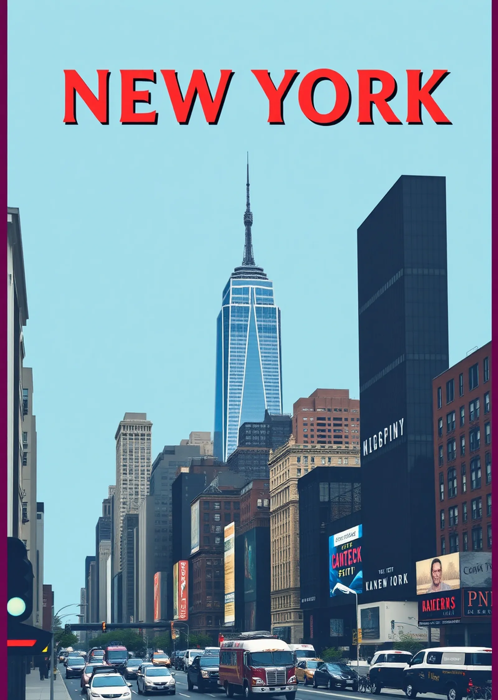 New York: Şehir Manzarası - Lacivert Gökyüzü ve Yüksek metal tablo