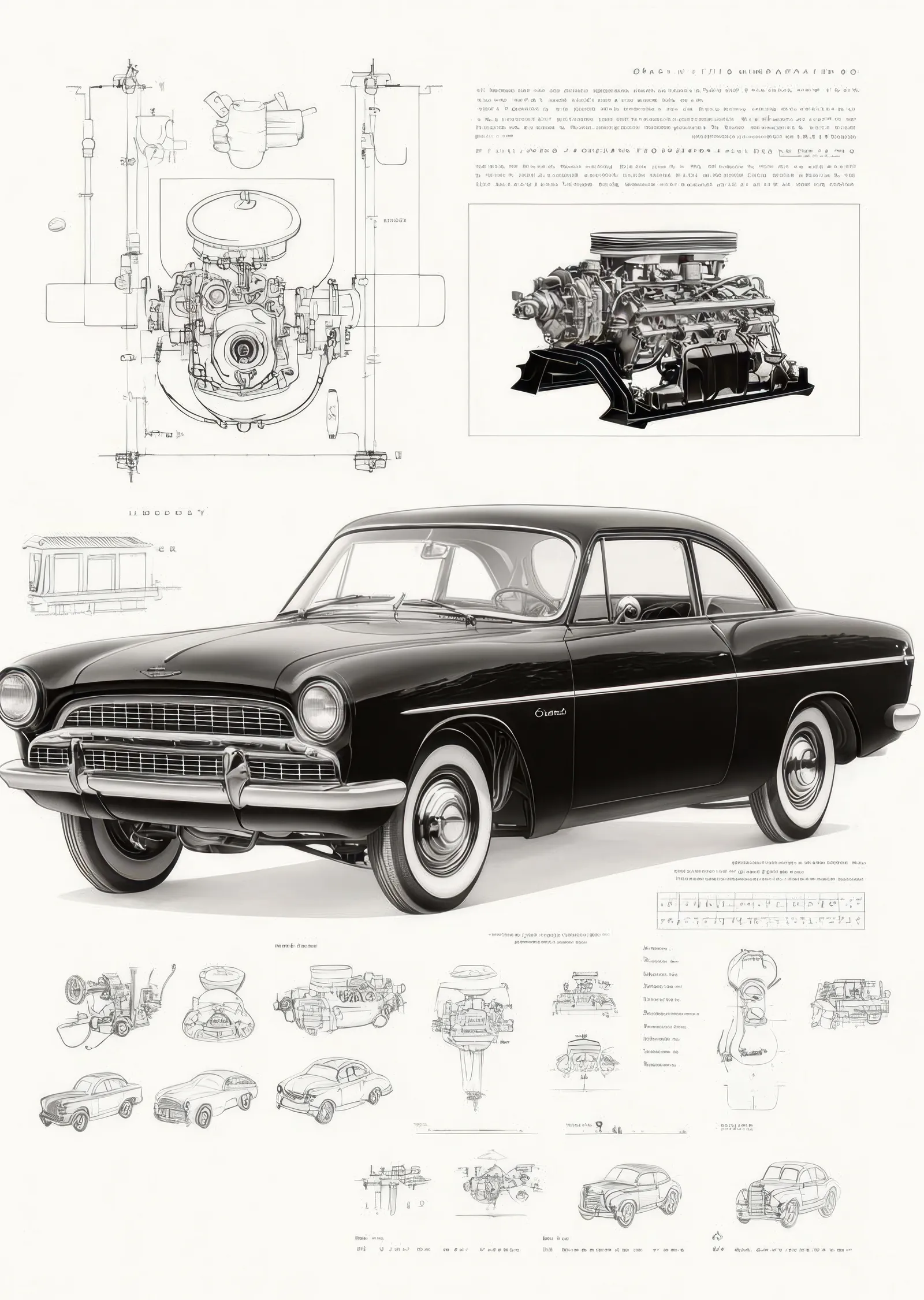 1950'ler Amerikan Klasiği Teknik Çizim metal tablo