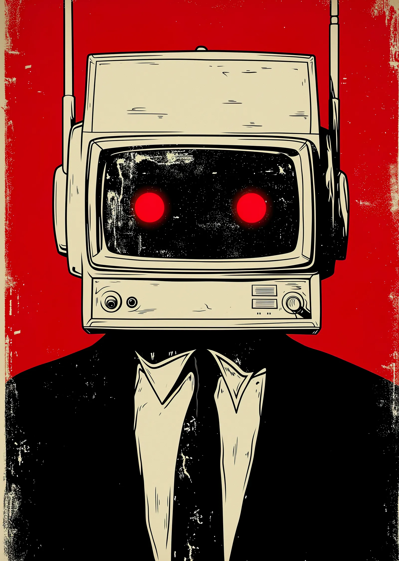 Retro Televizyon Başlı Robot metal tablo